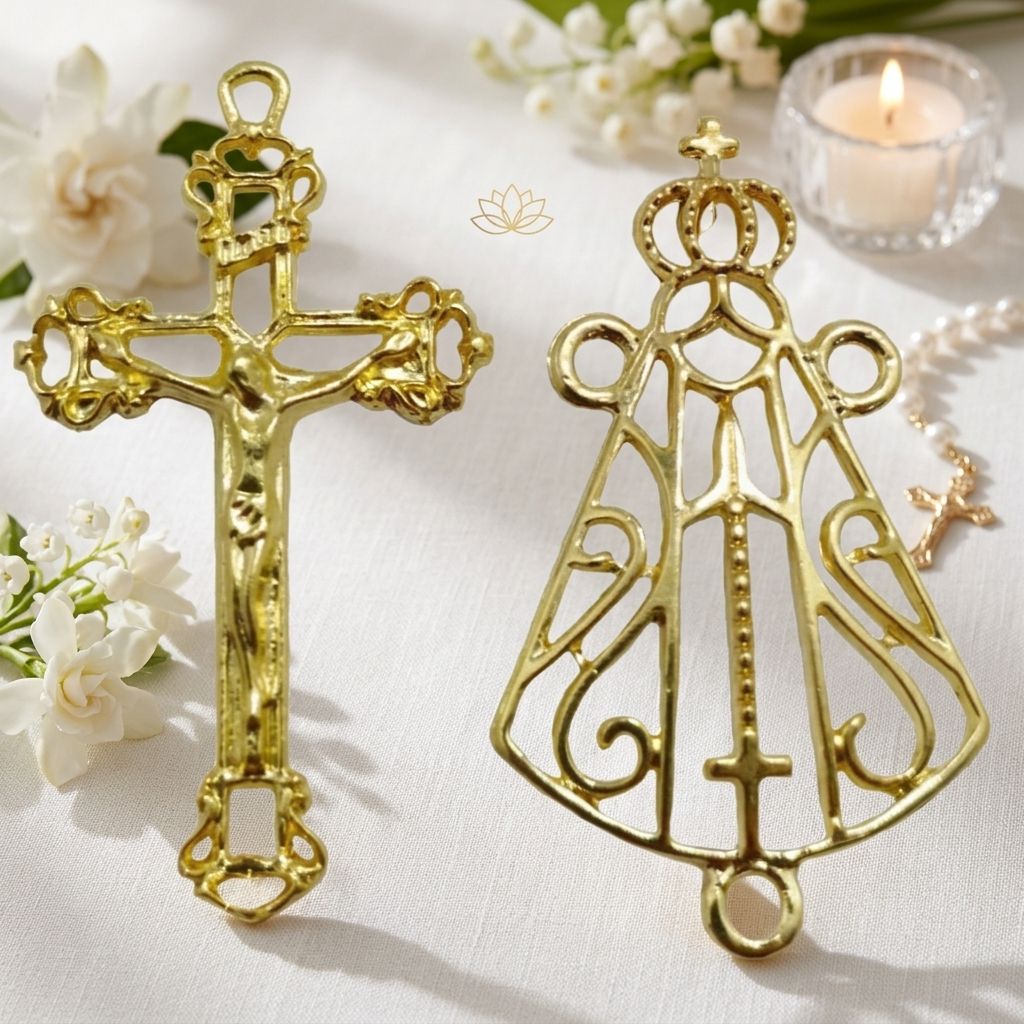 Crucifixo e Nossa Senhora, foto de catálogo