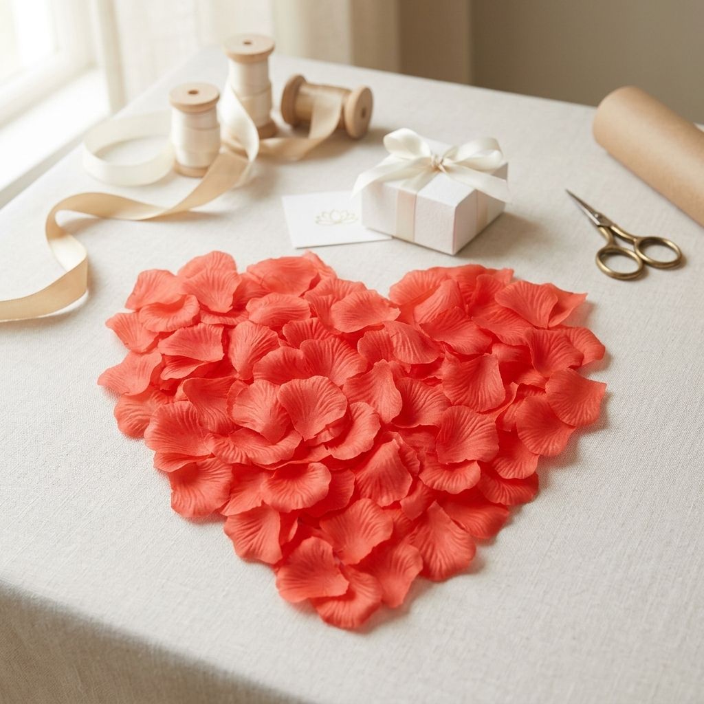 Pétalas de rosas artificiais, foto de catálogo