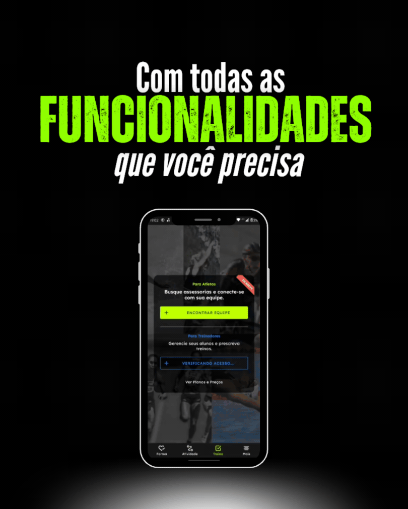 Imagem de um celular mostrando funcionalidades do aplicativo.