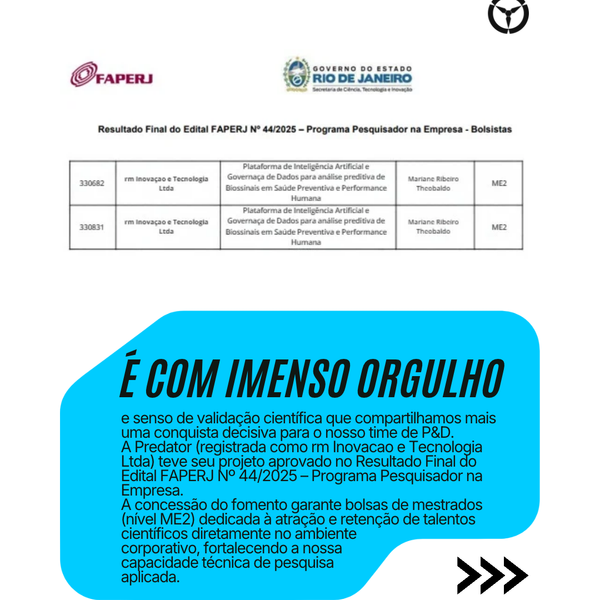 Predator é contemplada no Edital Pesquisador na Empresa FAPERJ