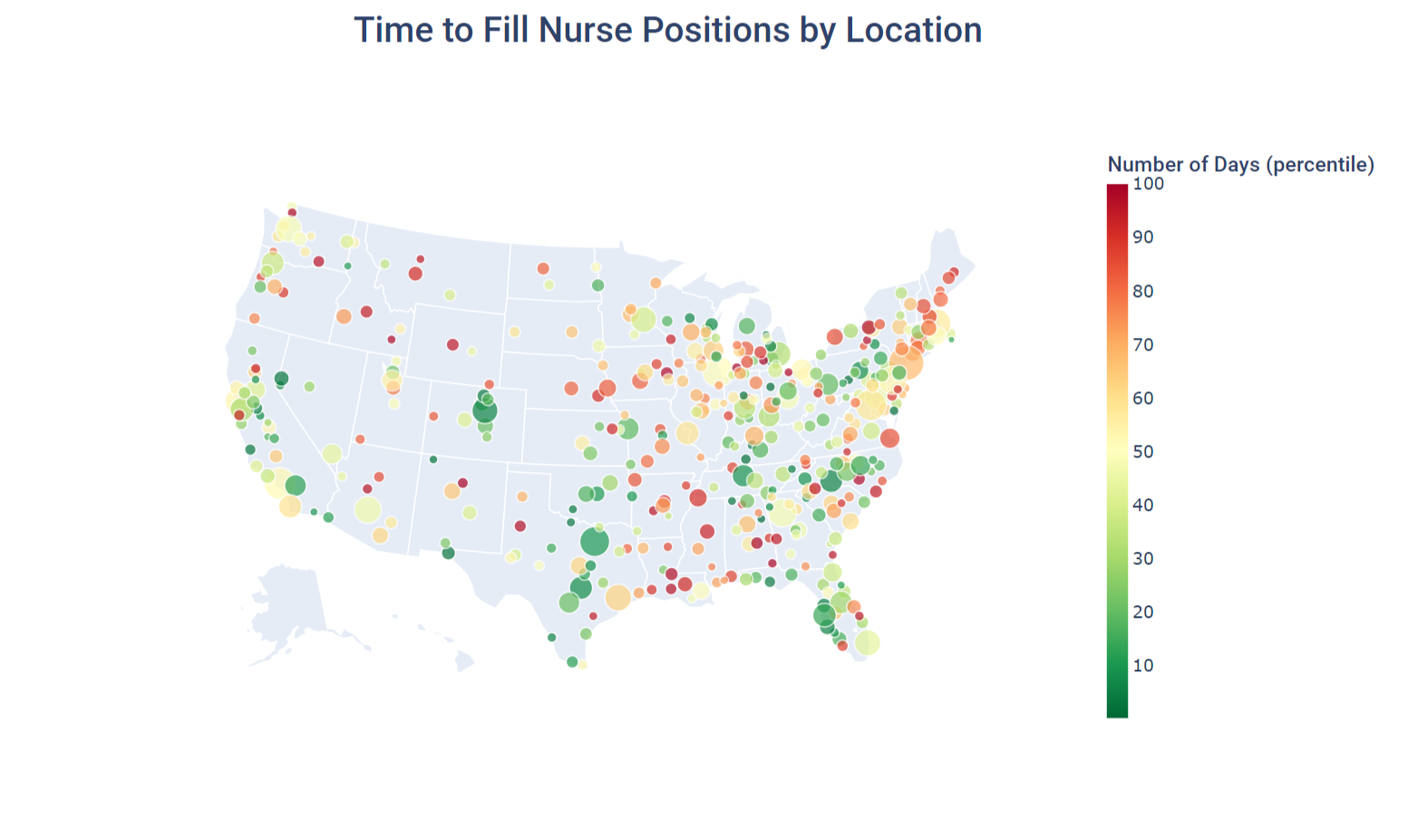 Time to Fill Nurse Positions by Locations