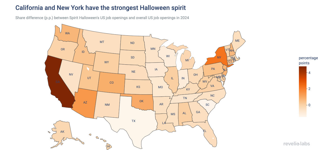 California and New York have the strongest Halloween spirit