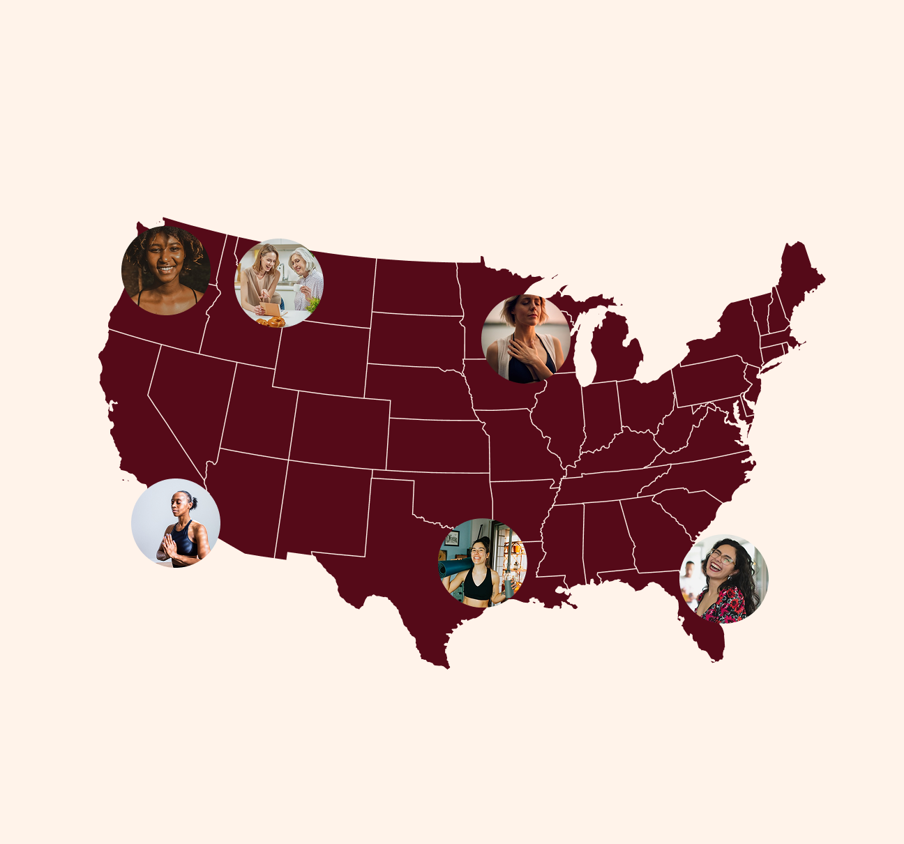 Map showing faces of US participants