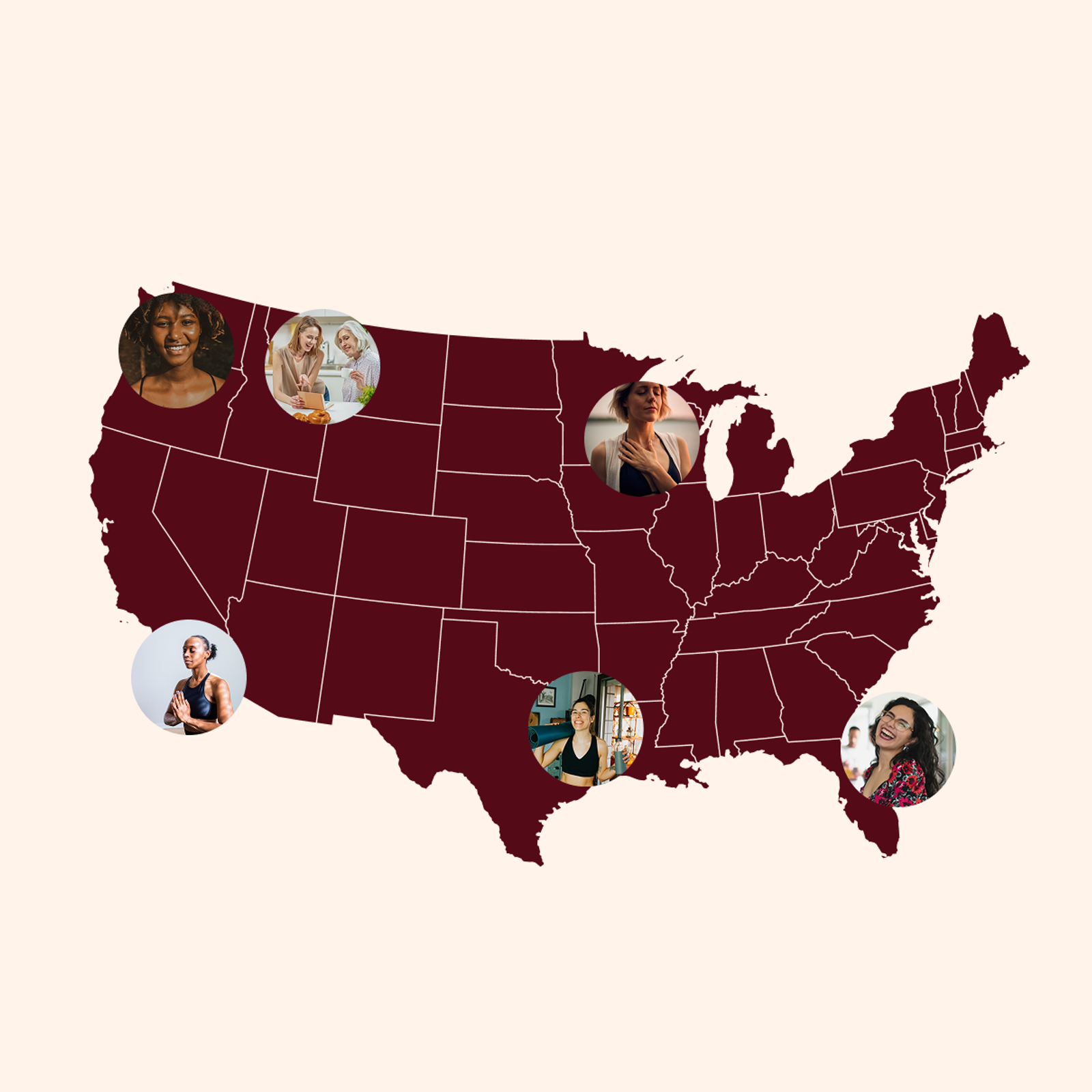 Map showing faces of US participants