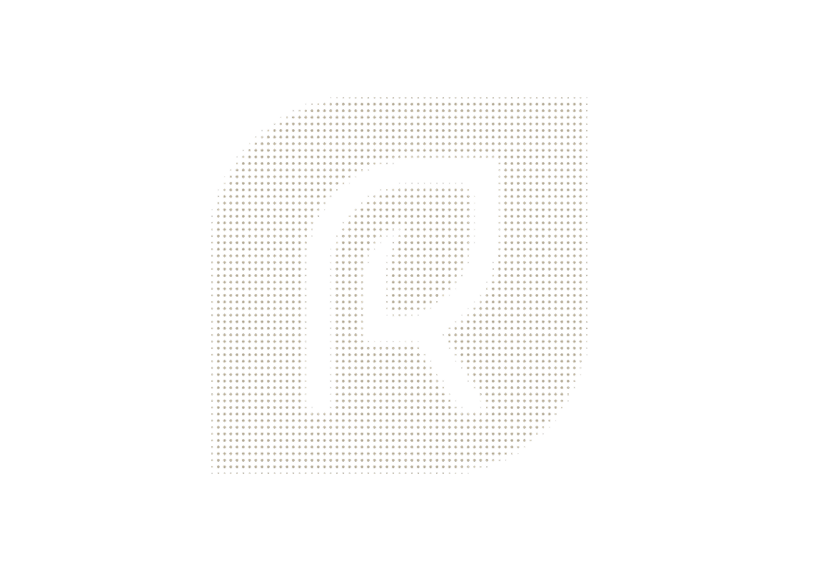Dotted watermark of "R" logo