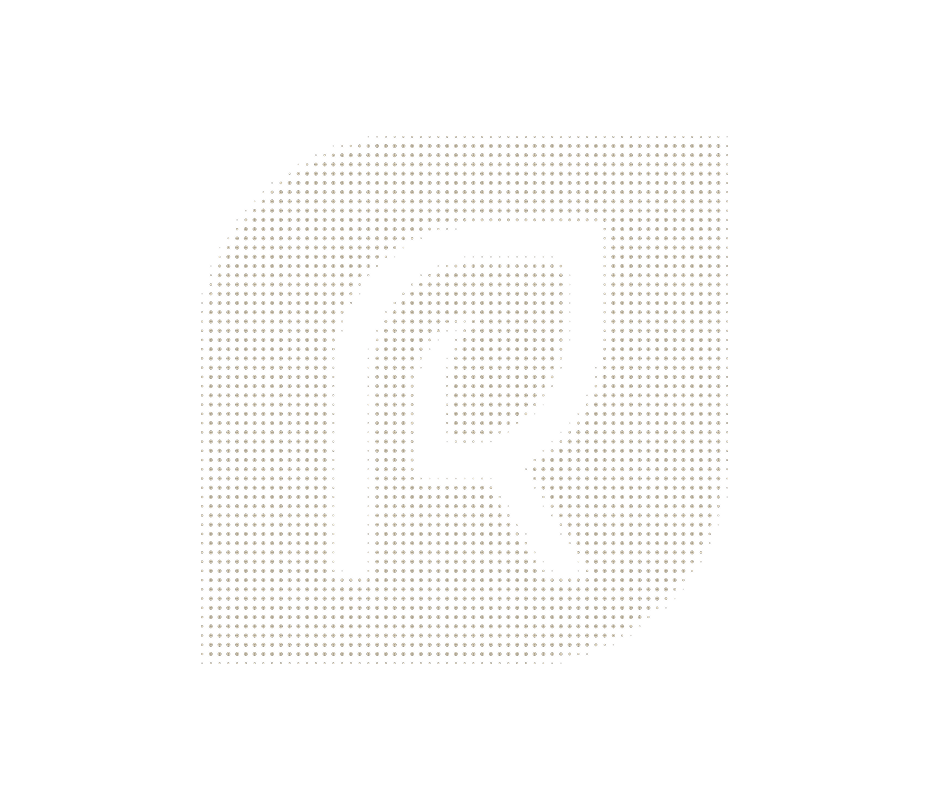 Dotted watermark of "R" logo