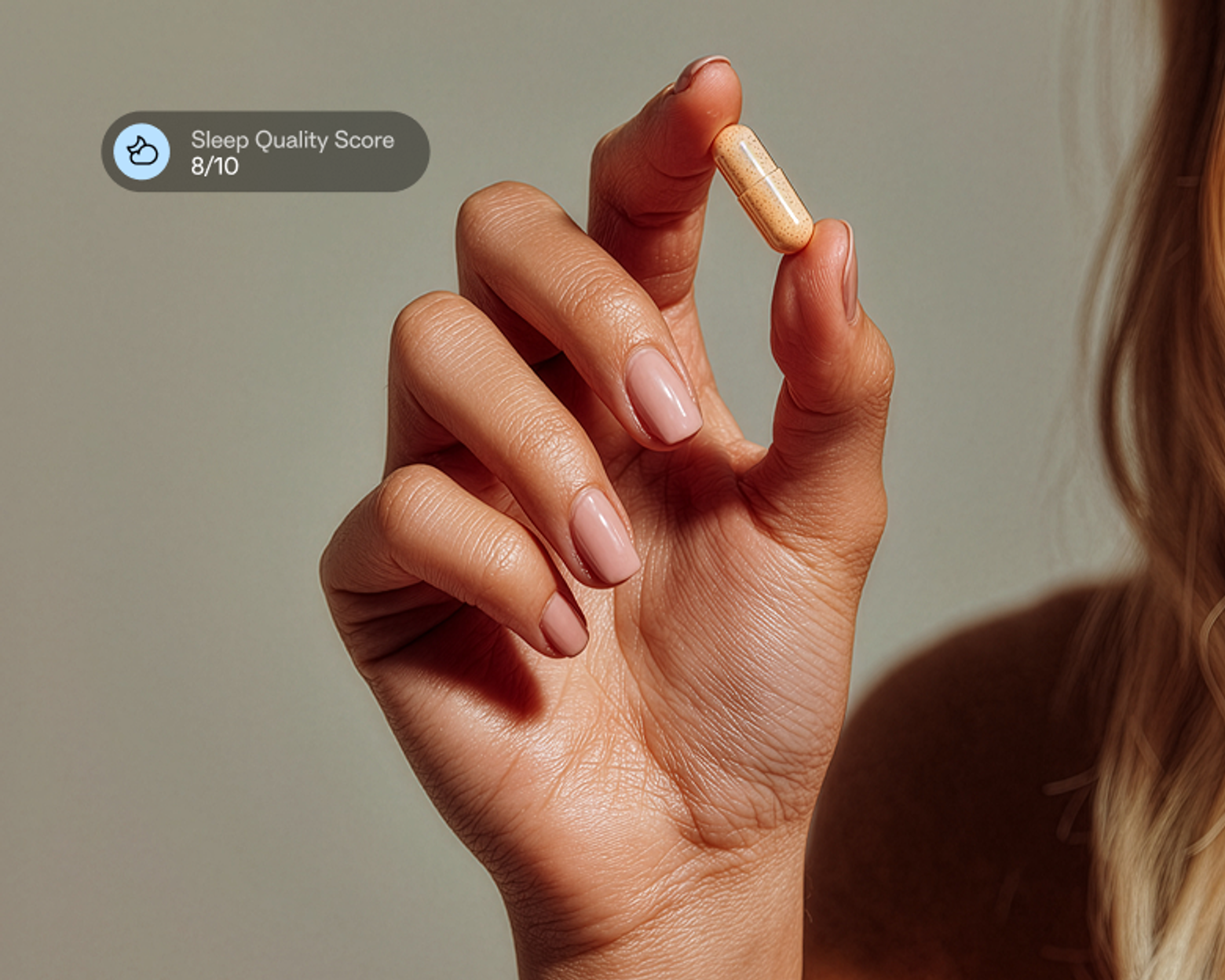 Woman_holding_pill_on_neutral_background_sleep_data_overlay