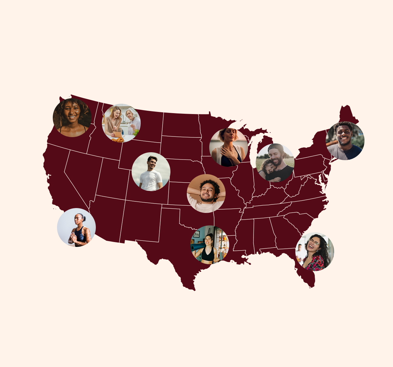 Map showing faces of US participants