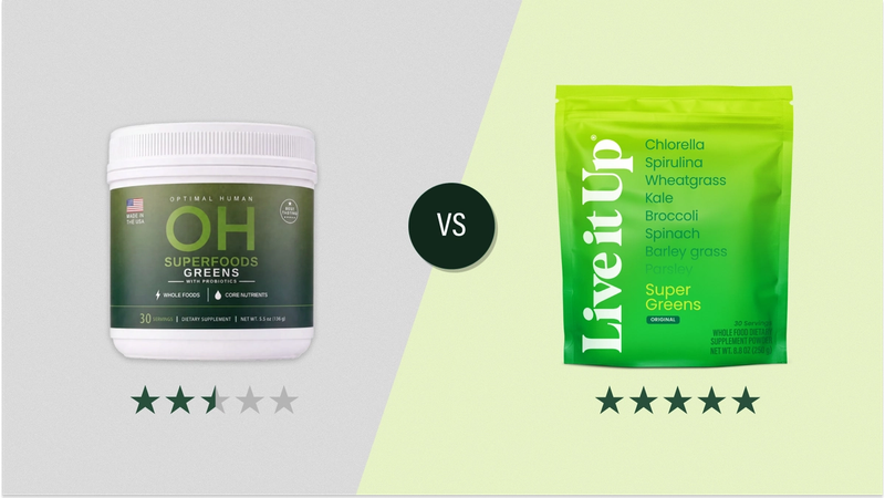 Optimal Human vs. Live it Up Super Greens: Do More Ingredients Mean More Benefits?