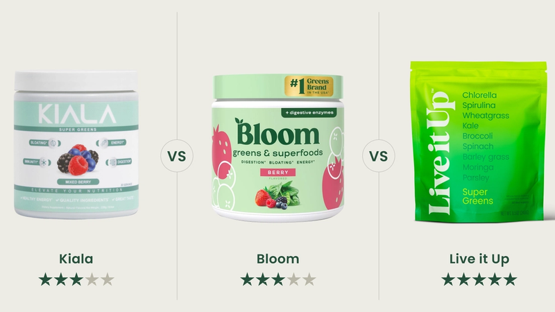 Kiala Greens vs. Bloom Greens vs. Live it Up Super Greens: What’s Best?