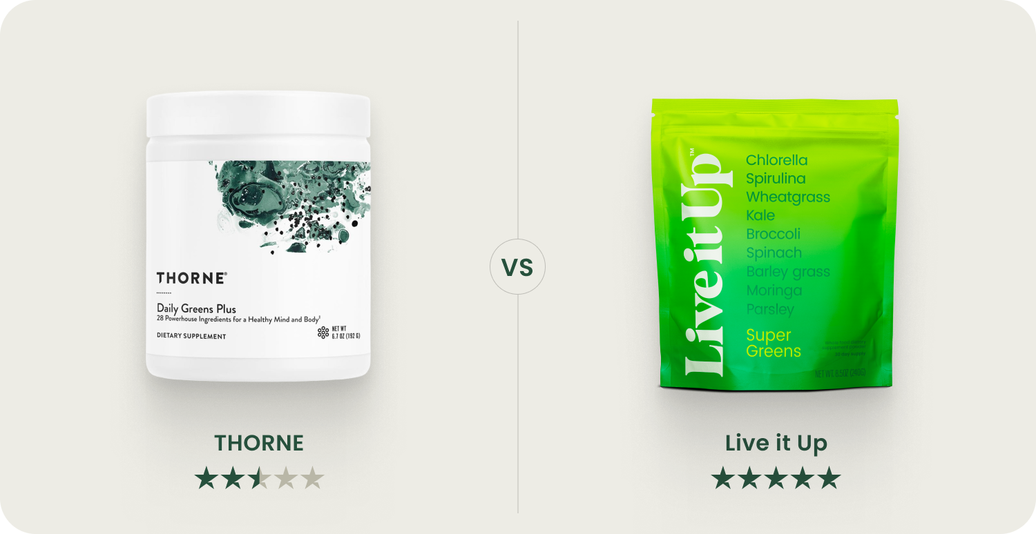 Thorne Greens vs. Live it Up: How Super Greens Delivers More