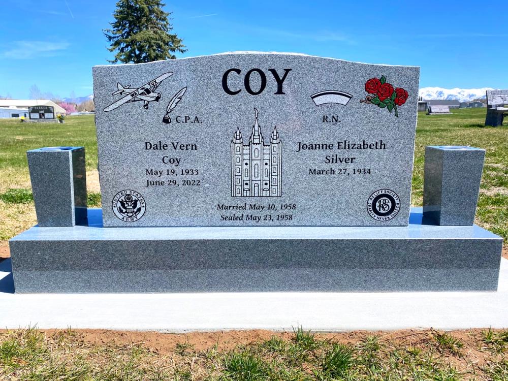 Companion Uprights by Utah Headstone Design