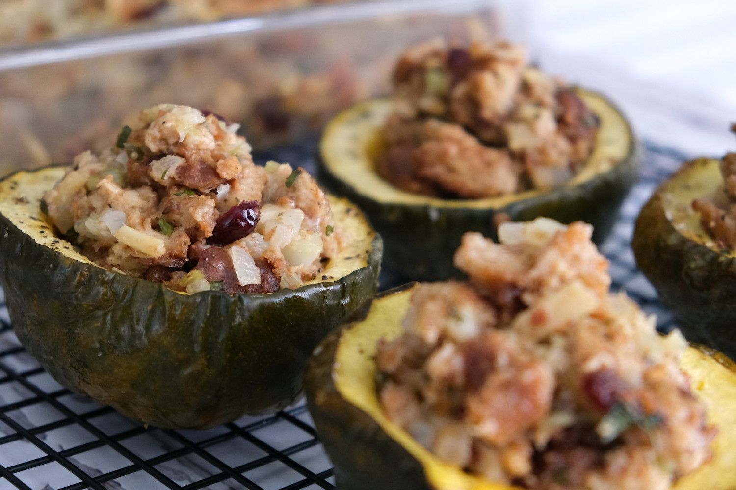 Acorn squashes make the perfect "bowls" for stuffing.