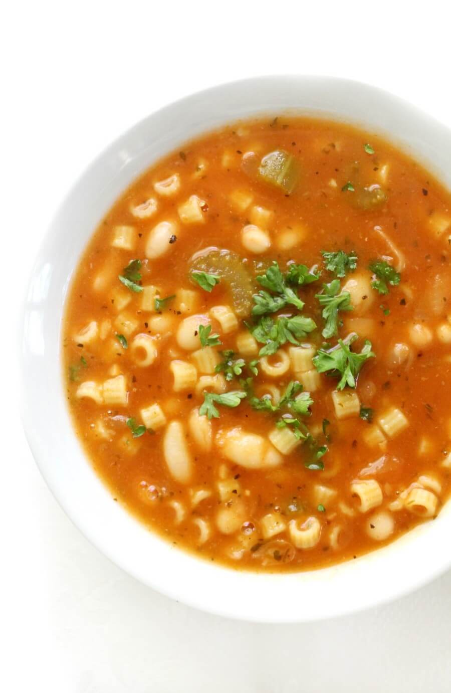 A bowl of gluten-free pasta e fagioli.