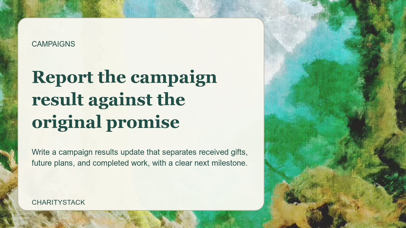 Editorial card over an Aurelia painting of a garden opening onto pale mountains.