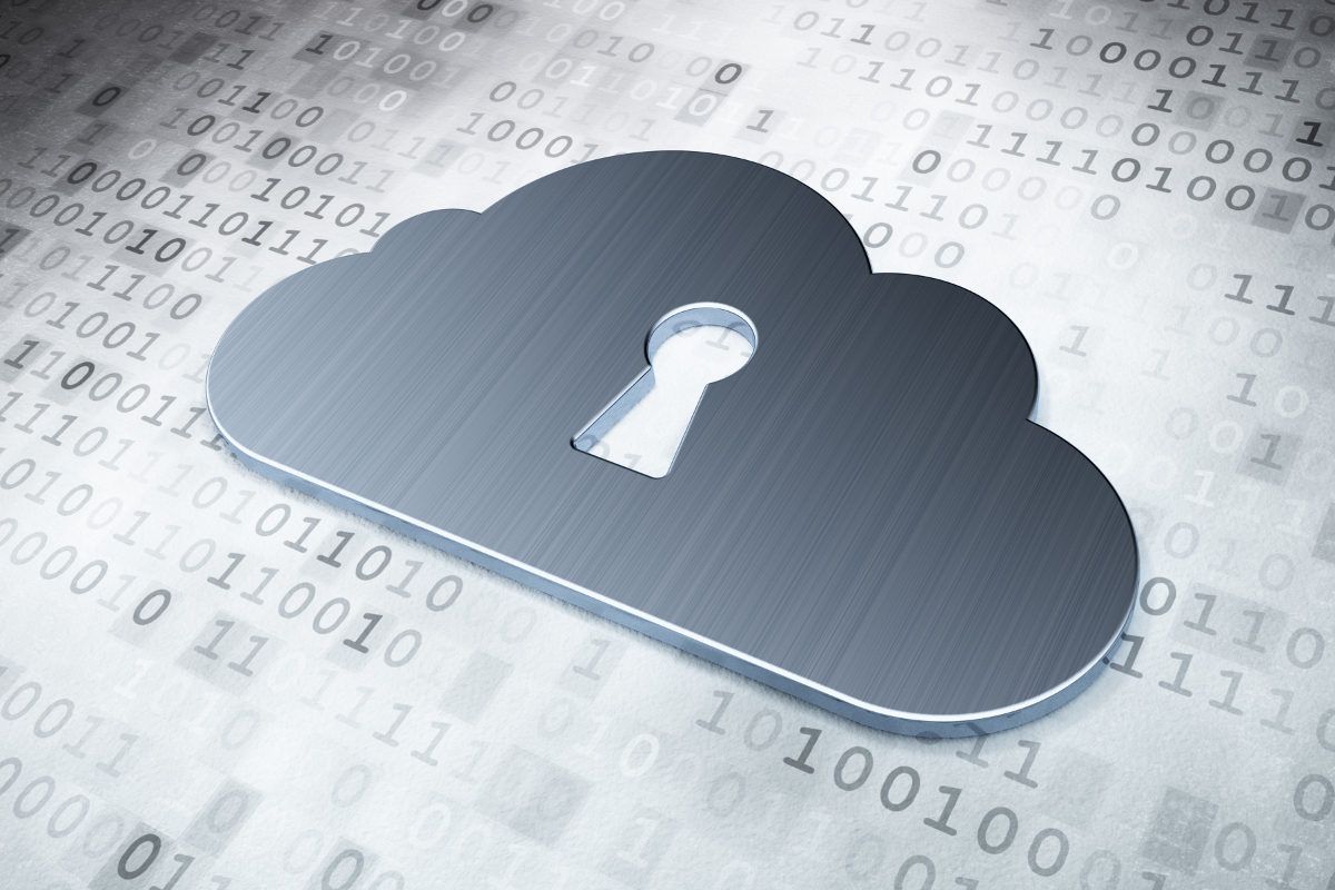 Digital cloud with padlock
