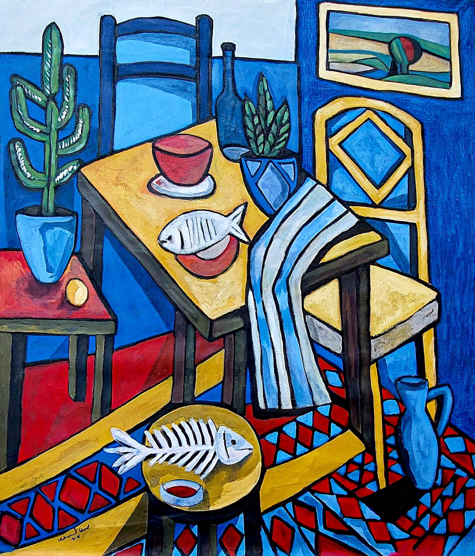 Interior with Fish and Cactus by Mohamed Harb