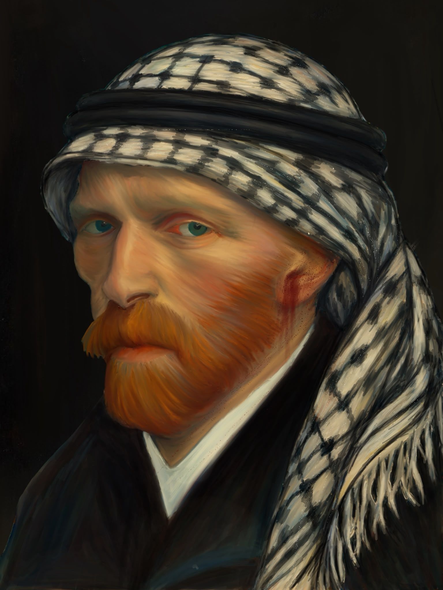 Keffiyeh and Van Gogh by Ahmed Ashour