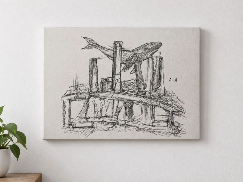 Whale between ruins
