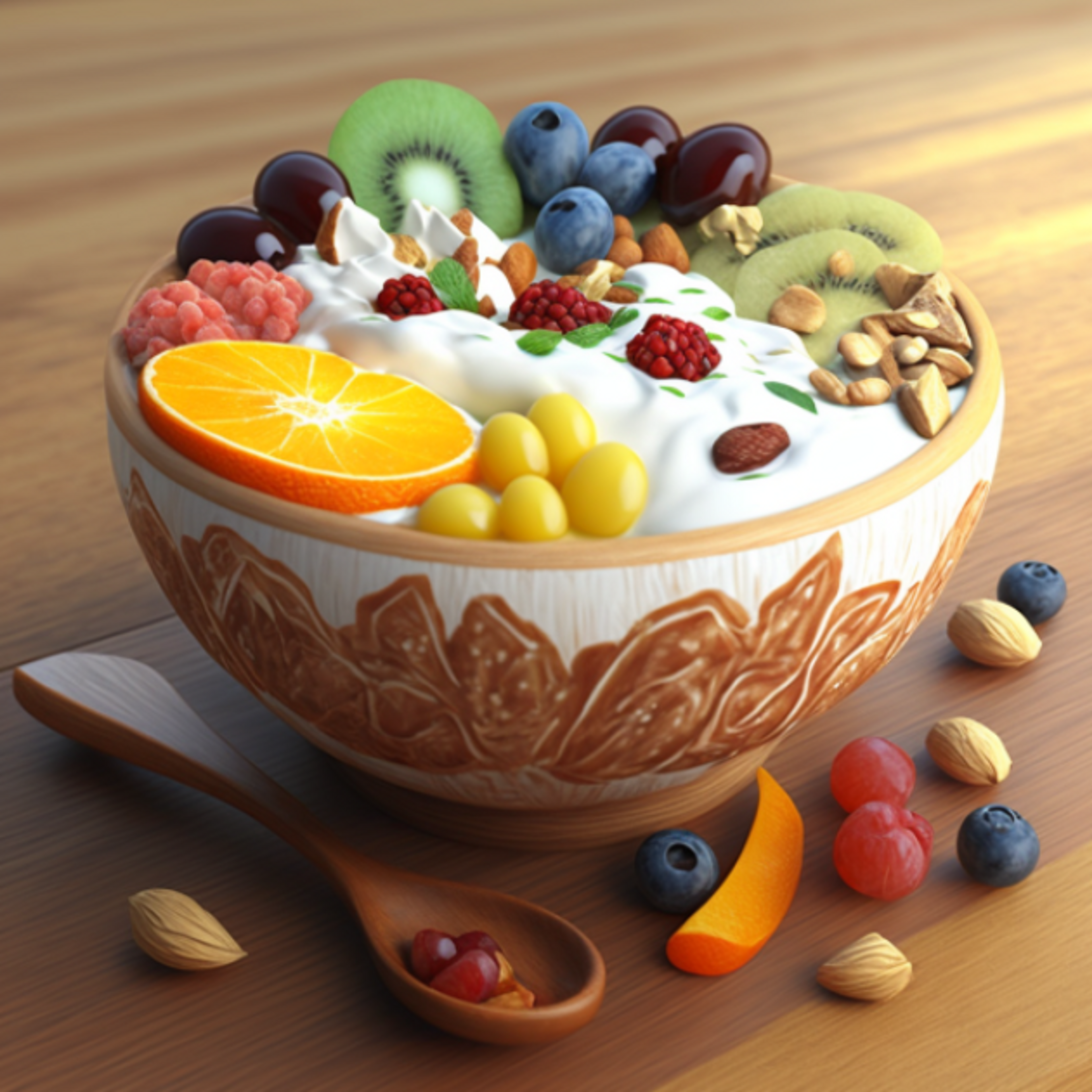 Greek yogurt with fruits and nuts