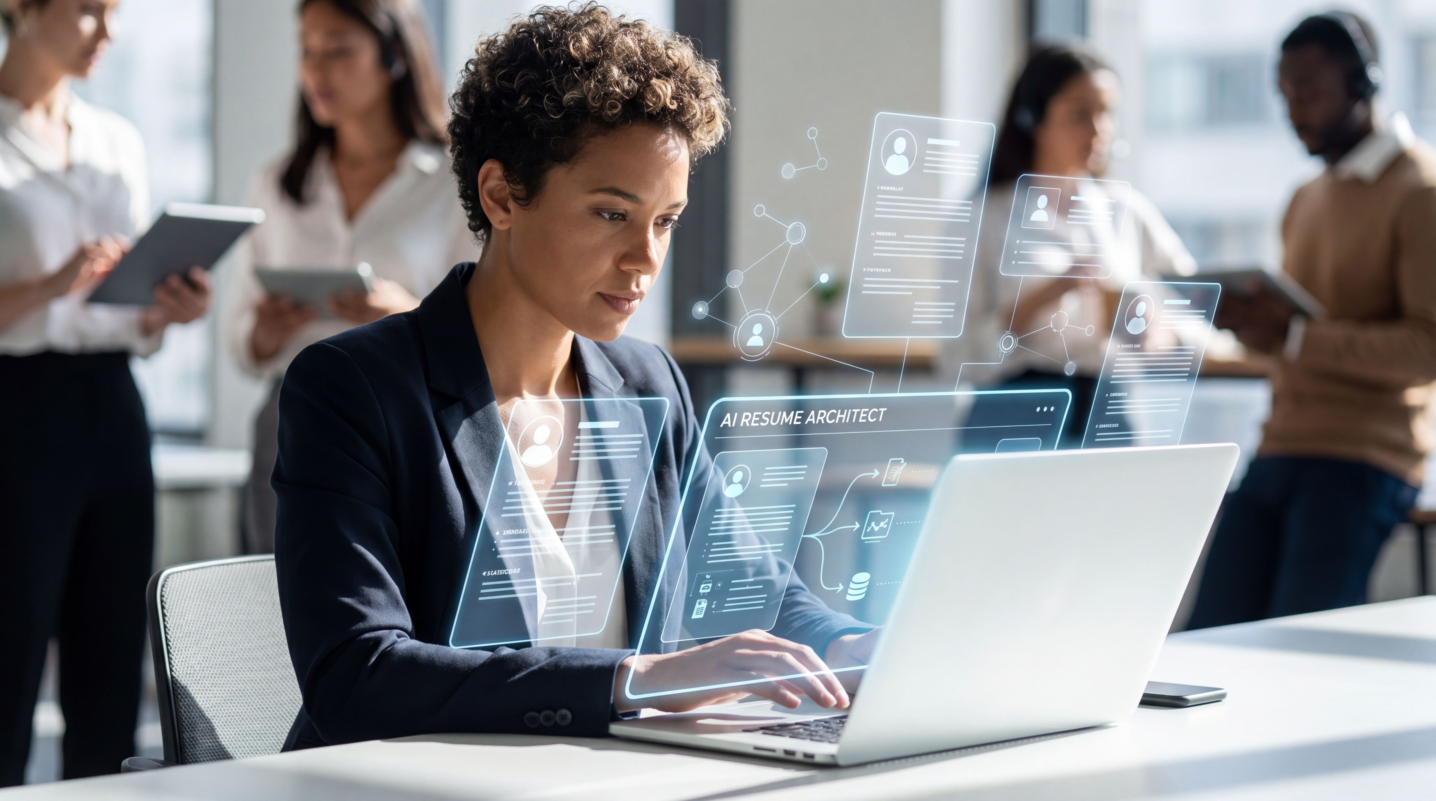 Professional using an AI resume builder to create a virtual CV for a faster 2026 job search