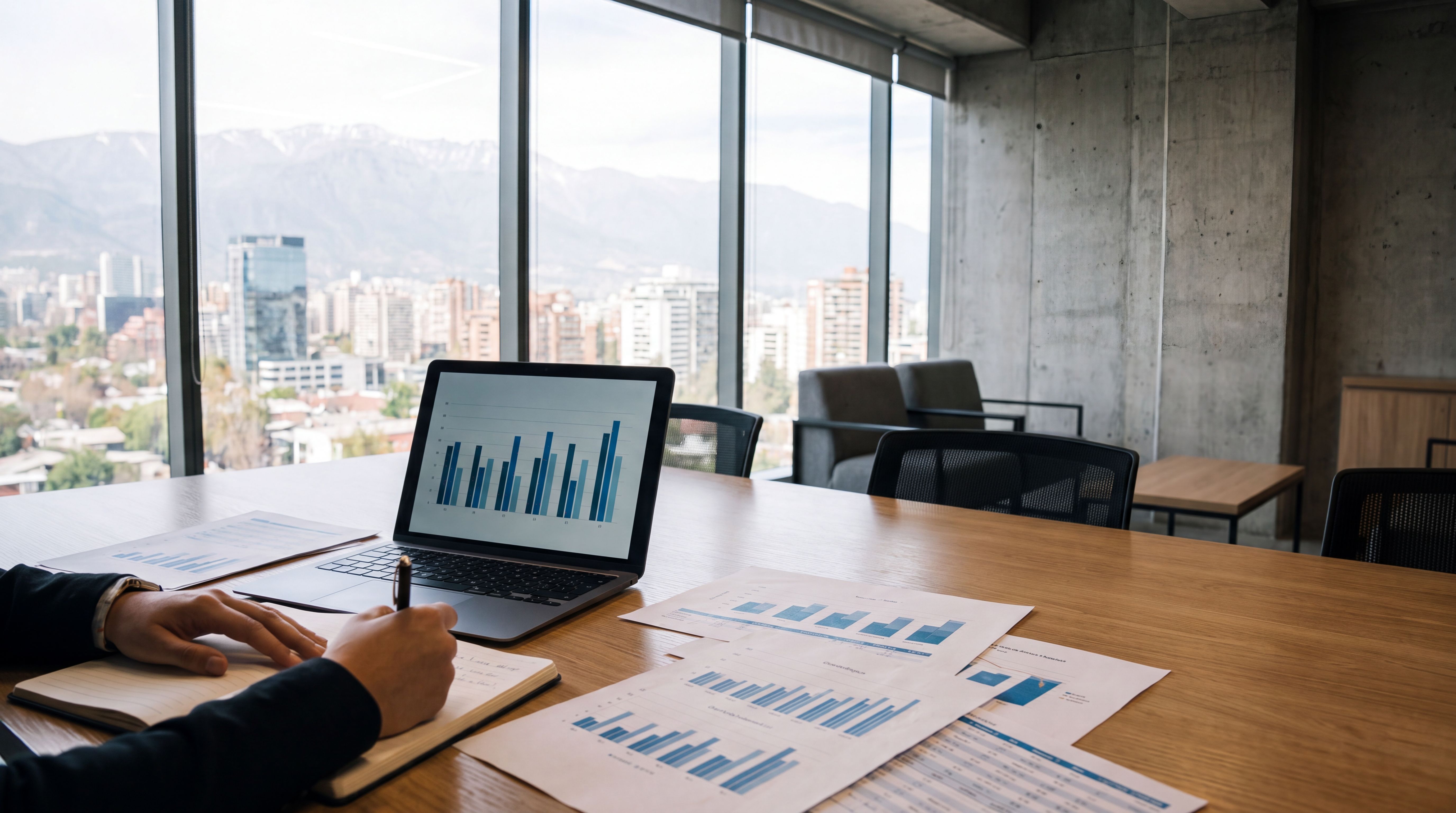 Mesa de análisis con gráficos sobre desempleo y mercado laboral