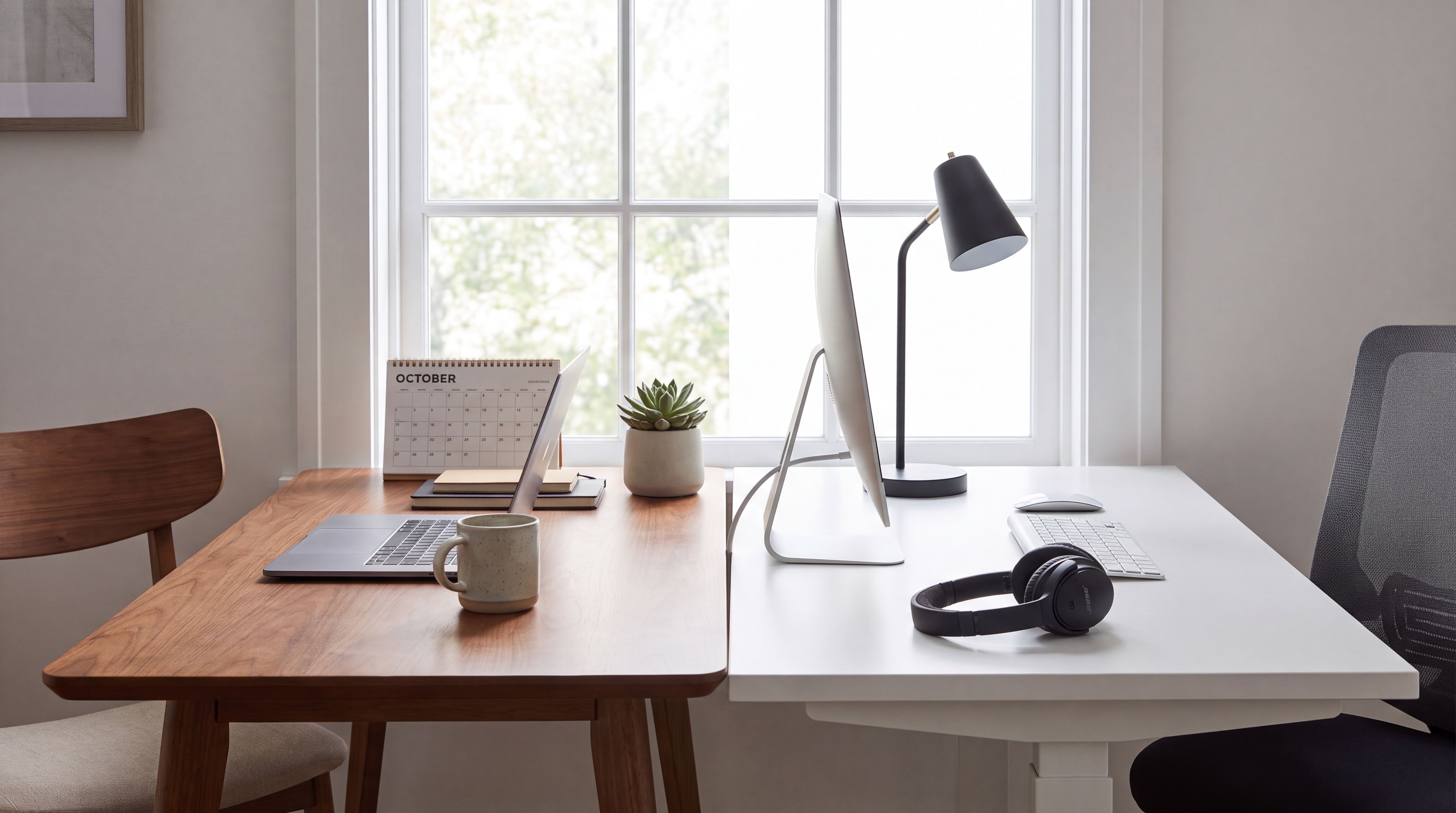 Mesa de trabalho híbrido entre casa e escritório