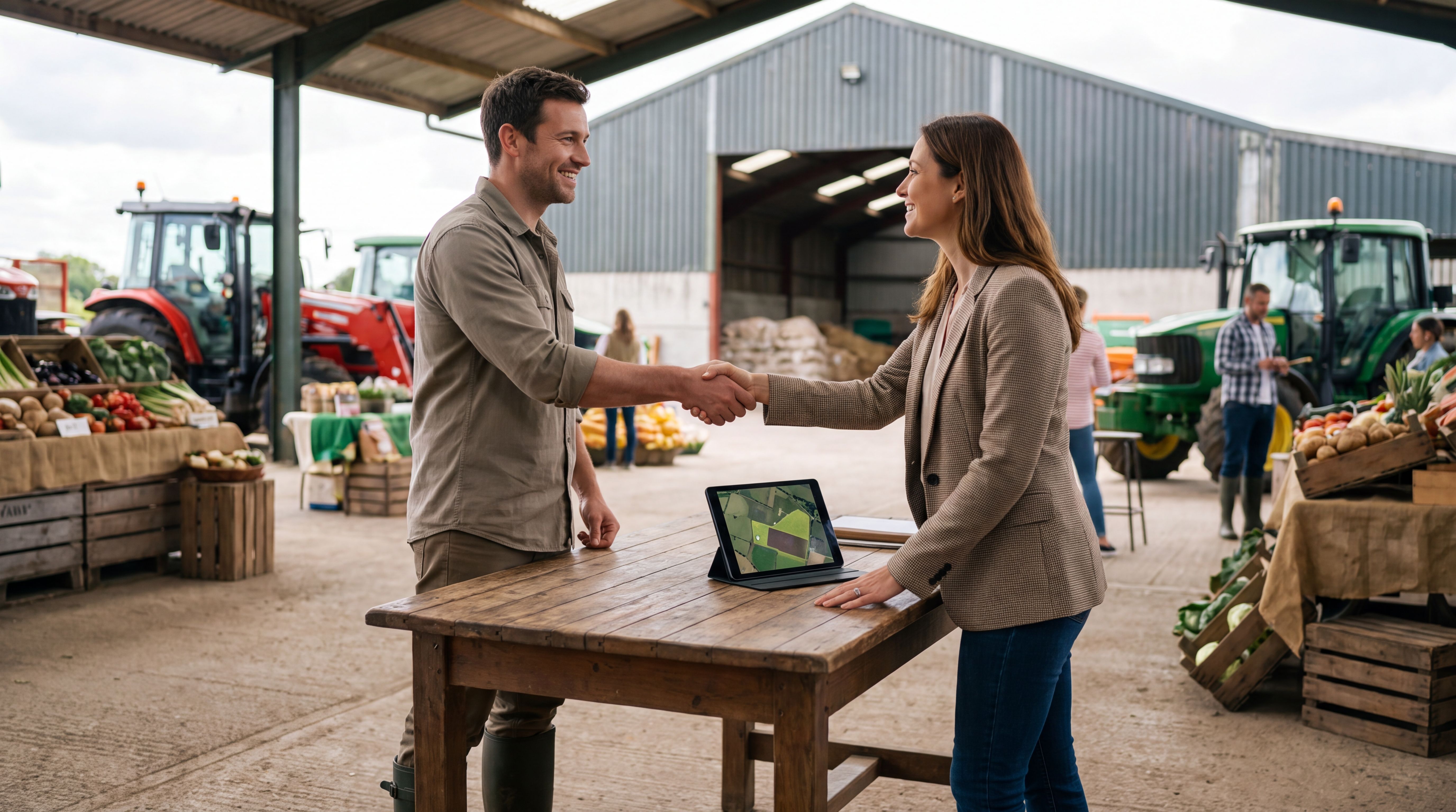 Rencontre entre candidat et recruteuse lors d’un forum agricole