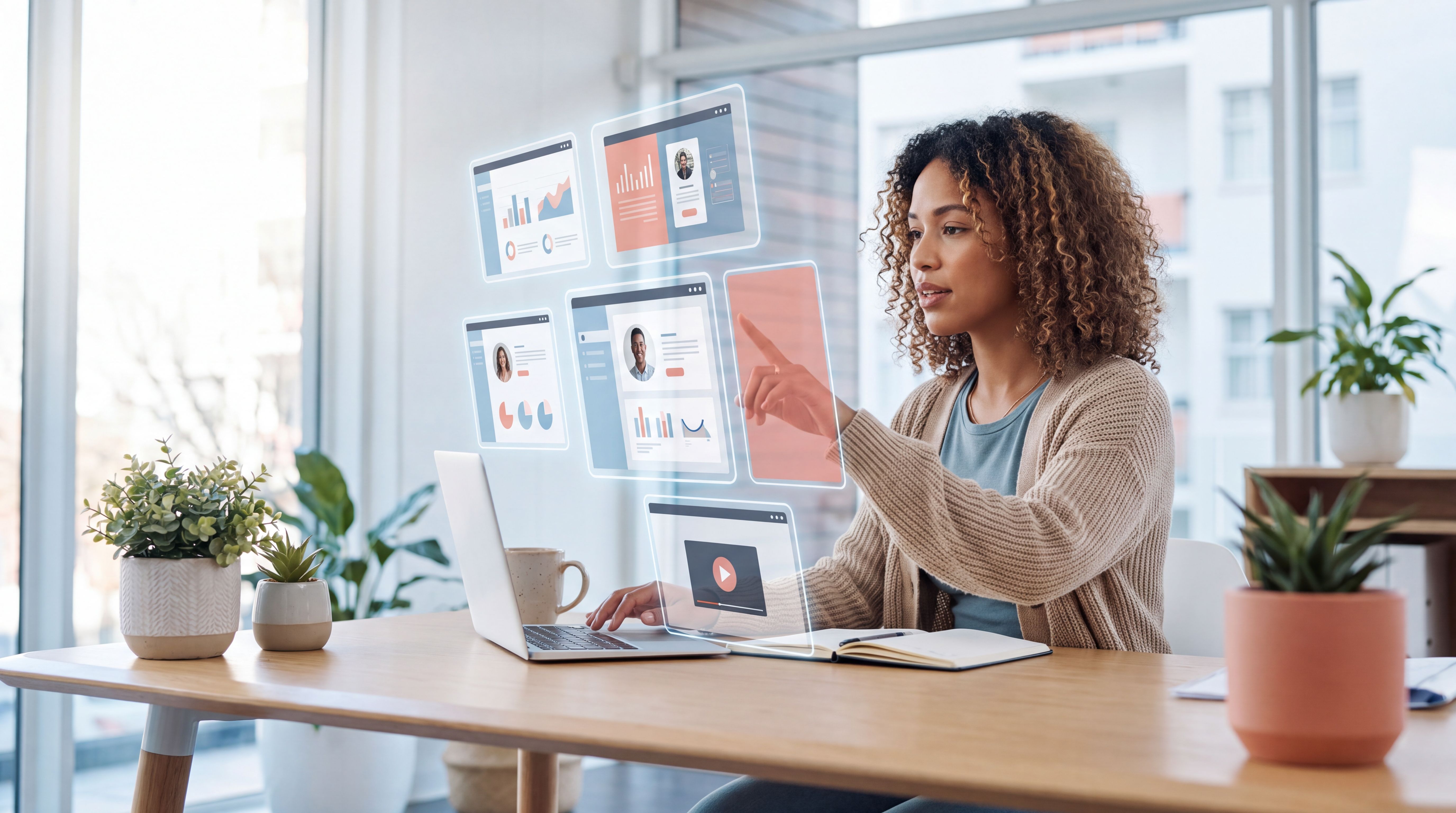Job seeker comparing modern resume, CV and virtual profile builders