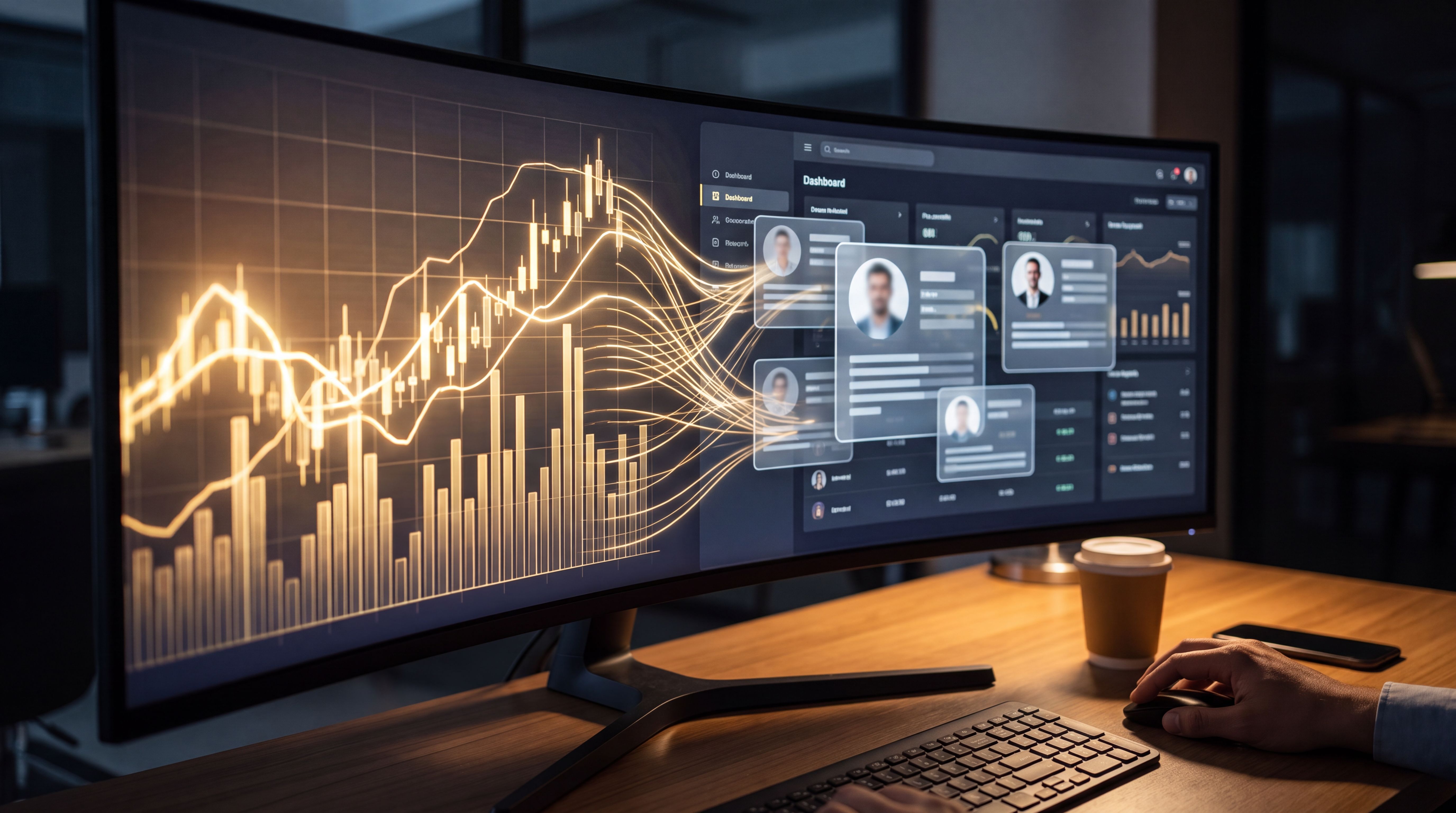 Currency chart turning into digital hiring profiles