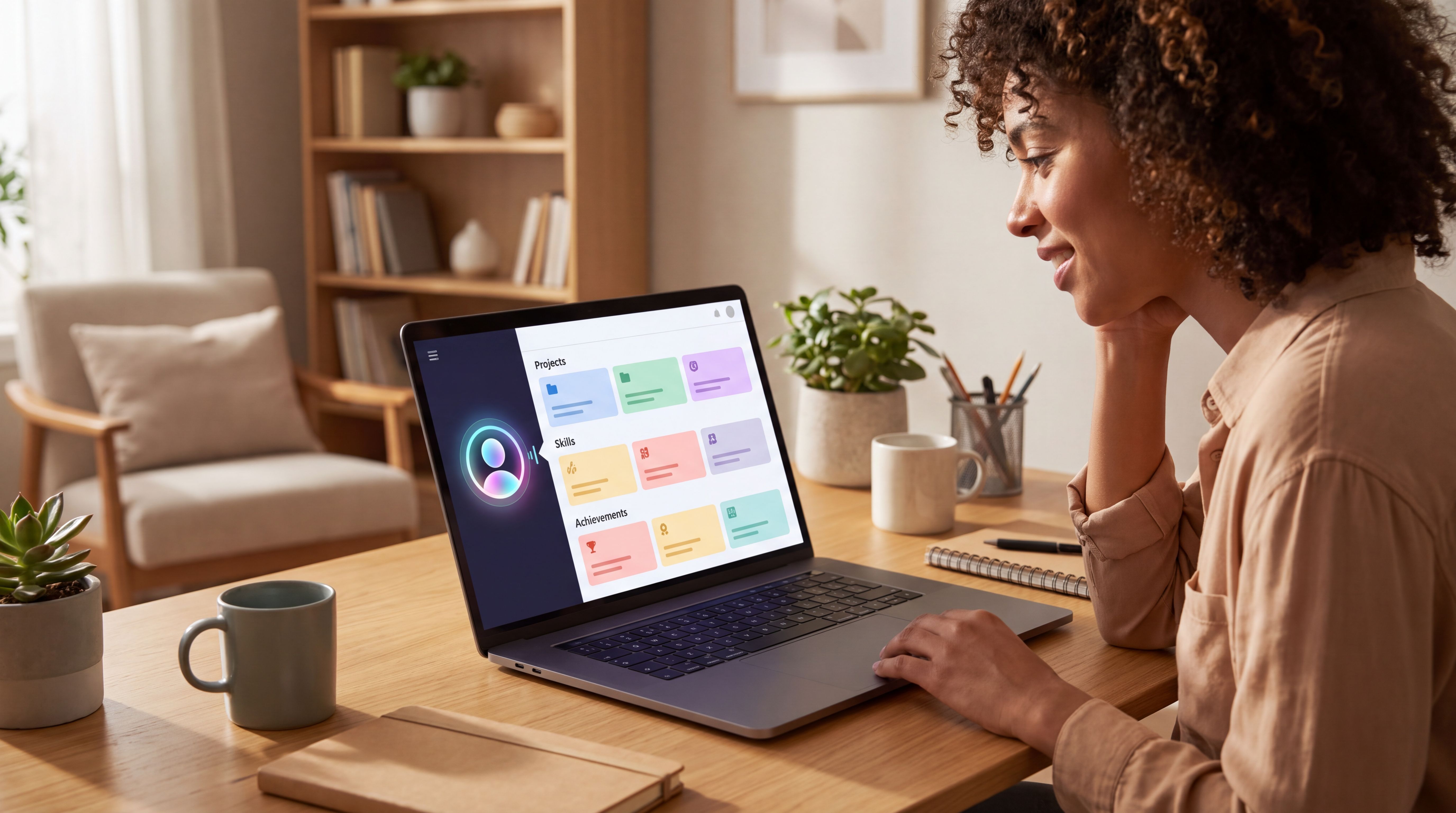A job seeker using conversational AI to organise skills and achievements