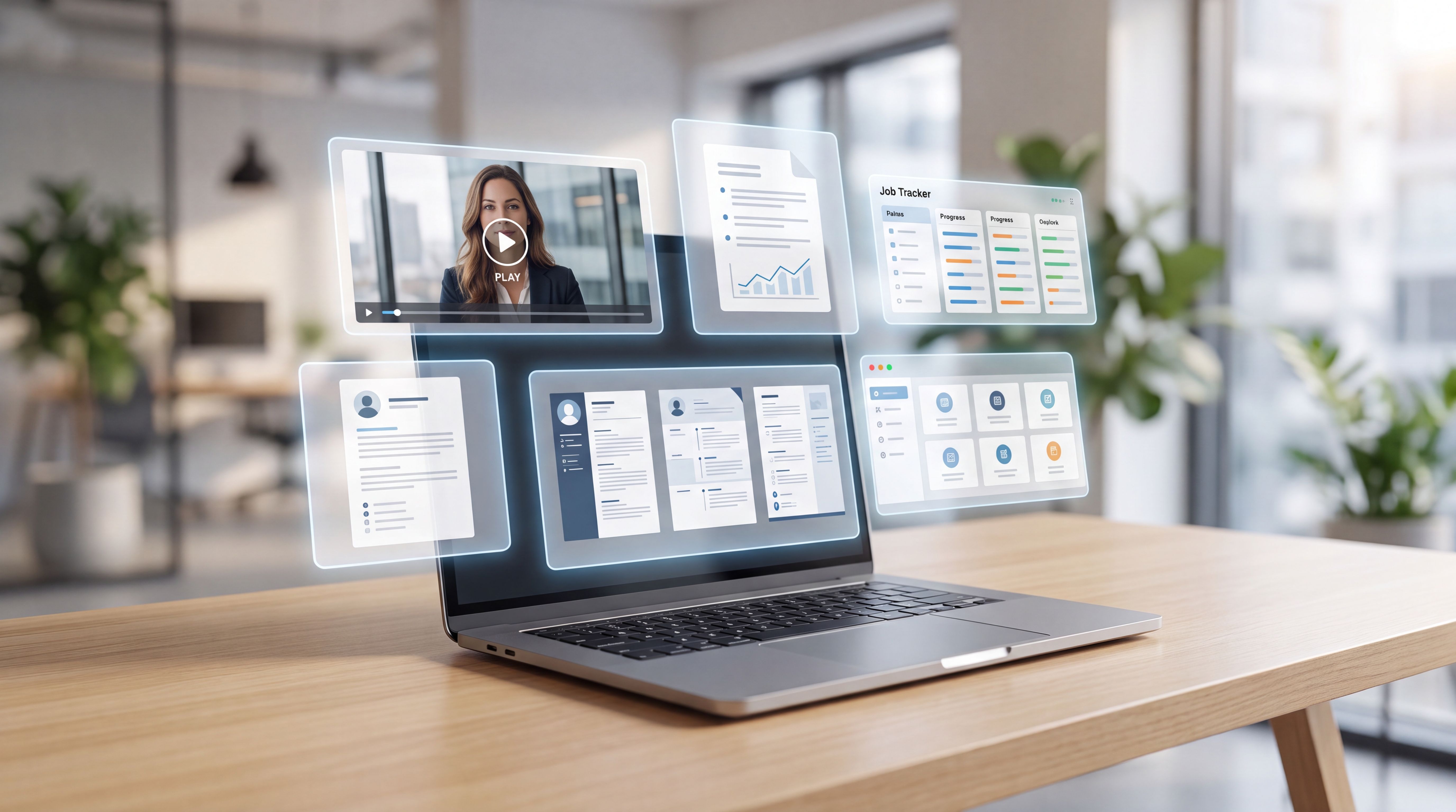 Comparison of AI resume builder tools on a laptop