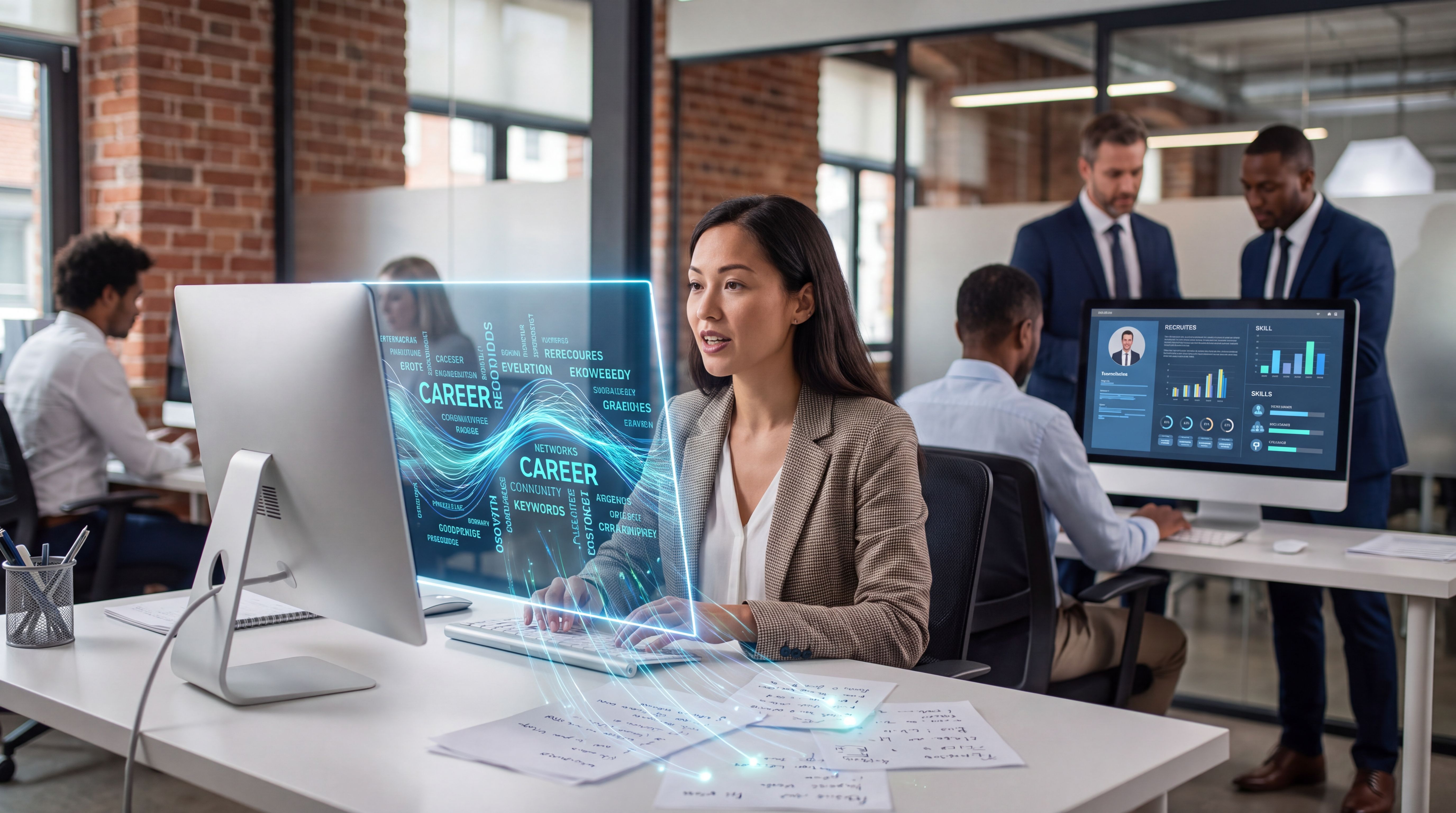 Job seeker using conversational AI to create a dynamic professional profile