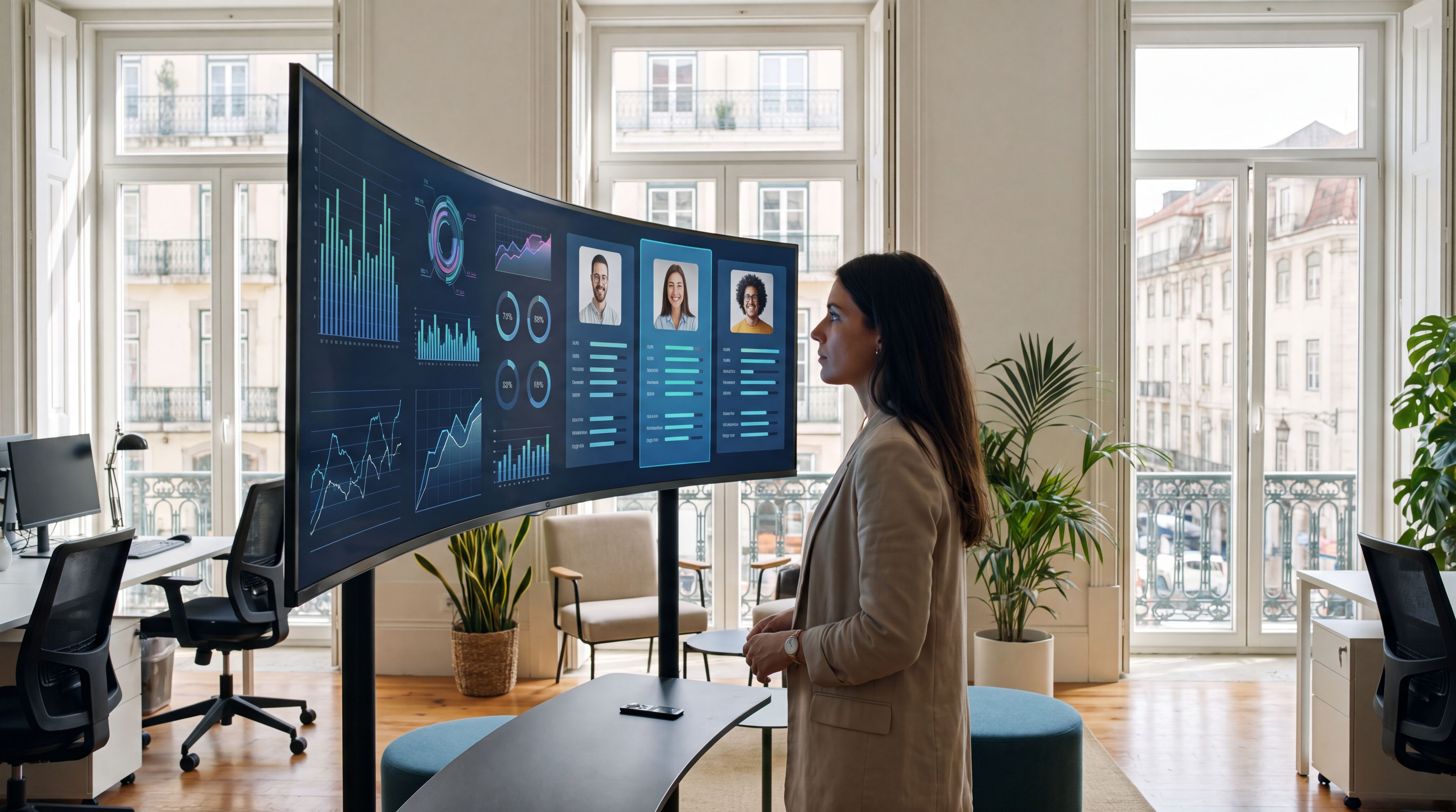 Recrutadora analisa perfis digitais e dados de vagas em Portugal