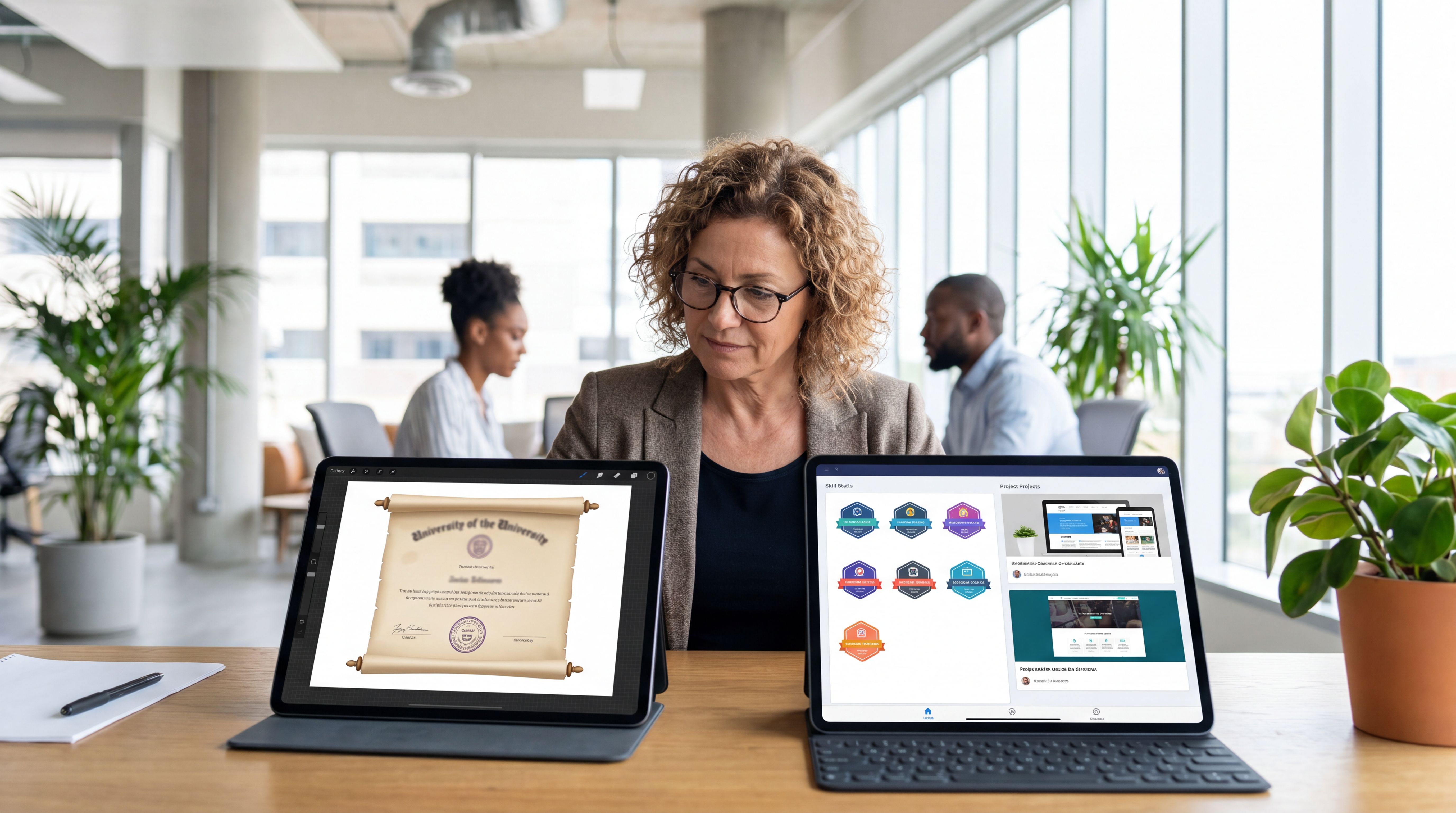 Recruiter comparing degrees with verified skills and project evidence