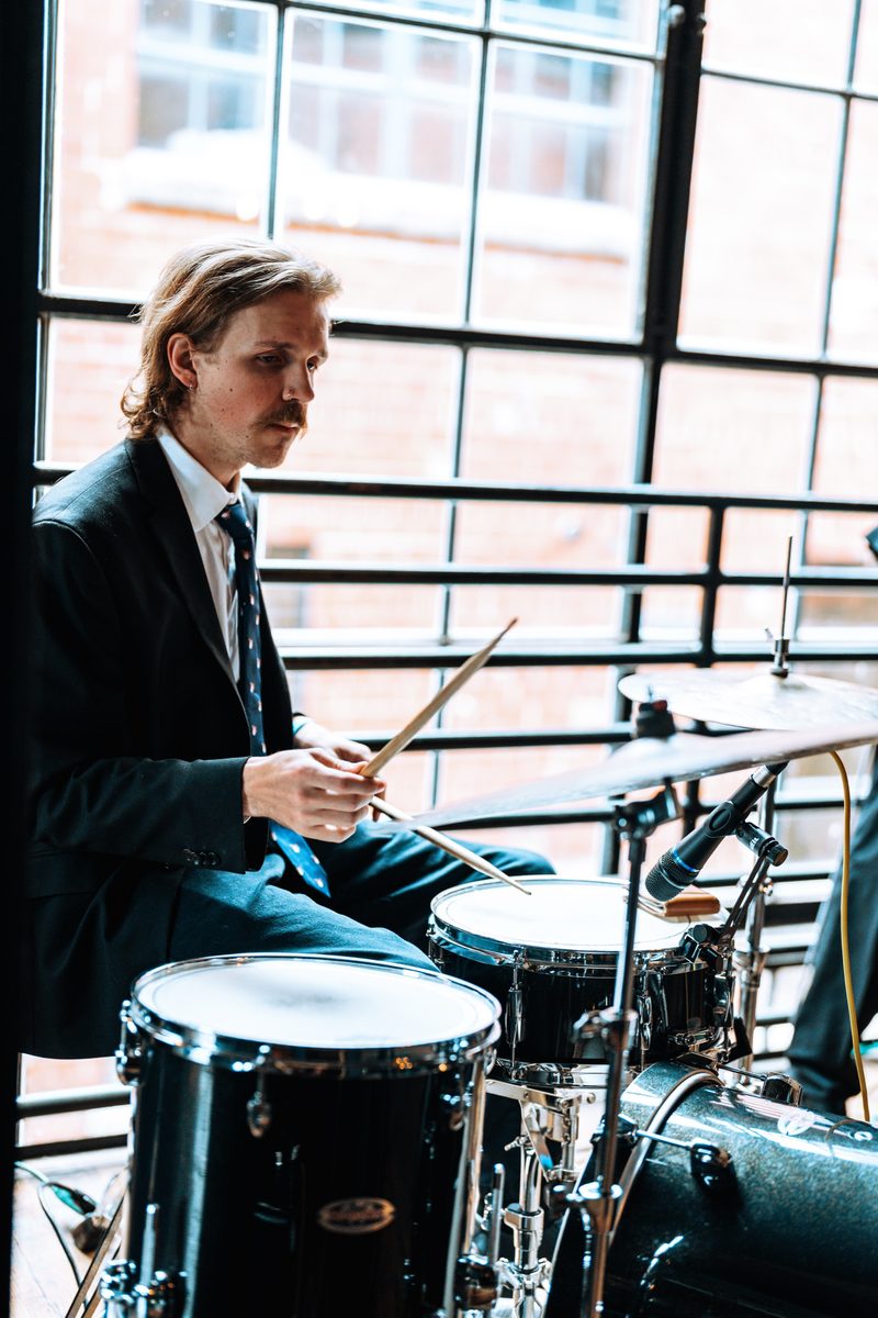 Drummer performing live