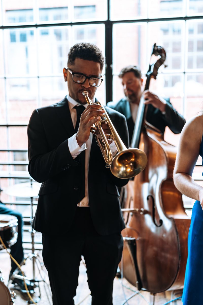 Trumpet player performing live