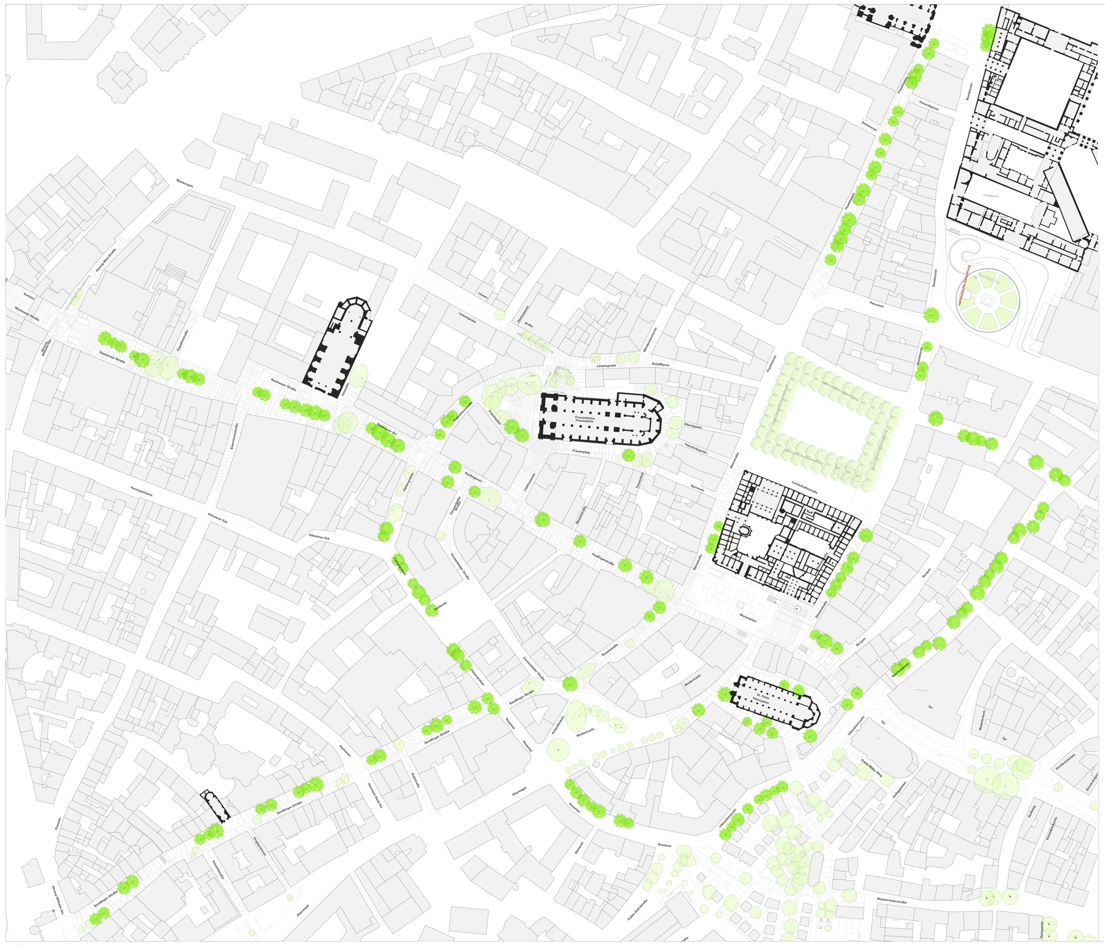 Lageplan möglicher neuer Baumstandorte