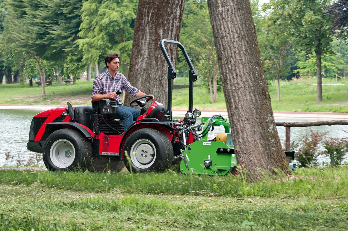 Reverse Drive Tractor Mowing