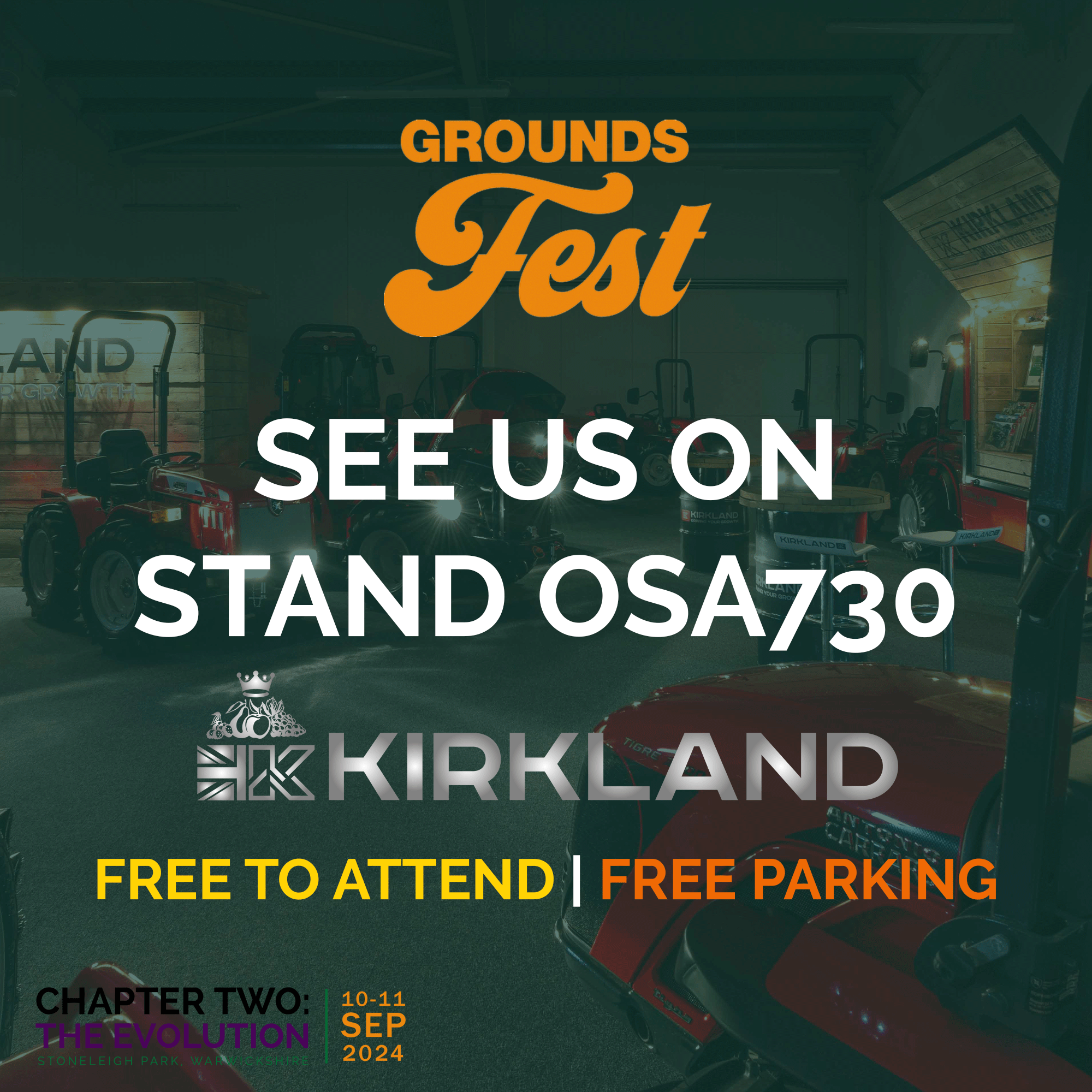 Kirkland UK Exhibit at Groundsfest with Antonio Carraro Tractors