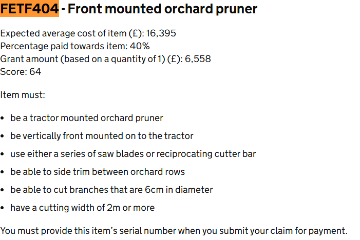 Government Grant FETF404 Front Pruner Kirkland UK 