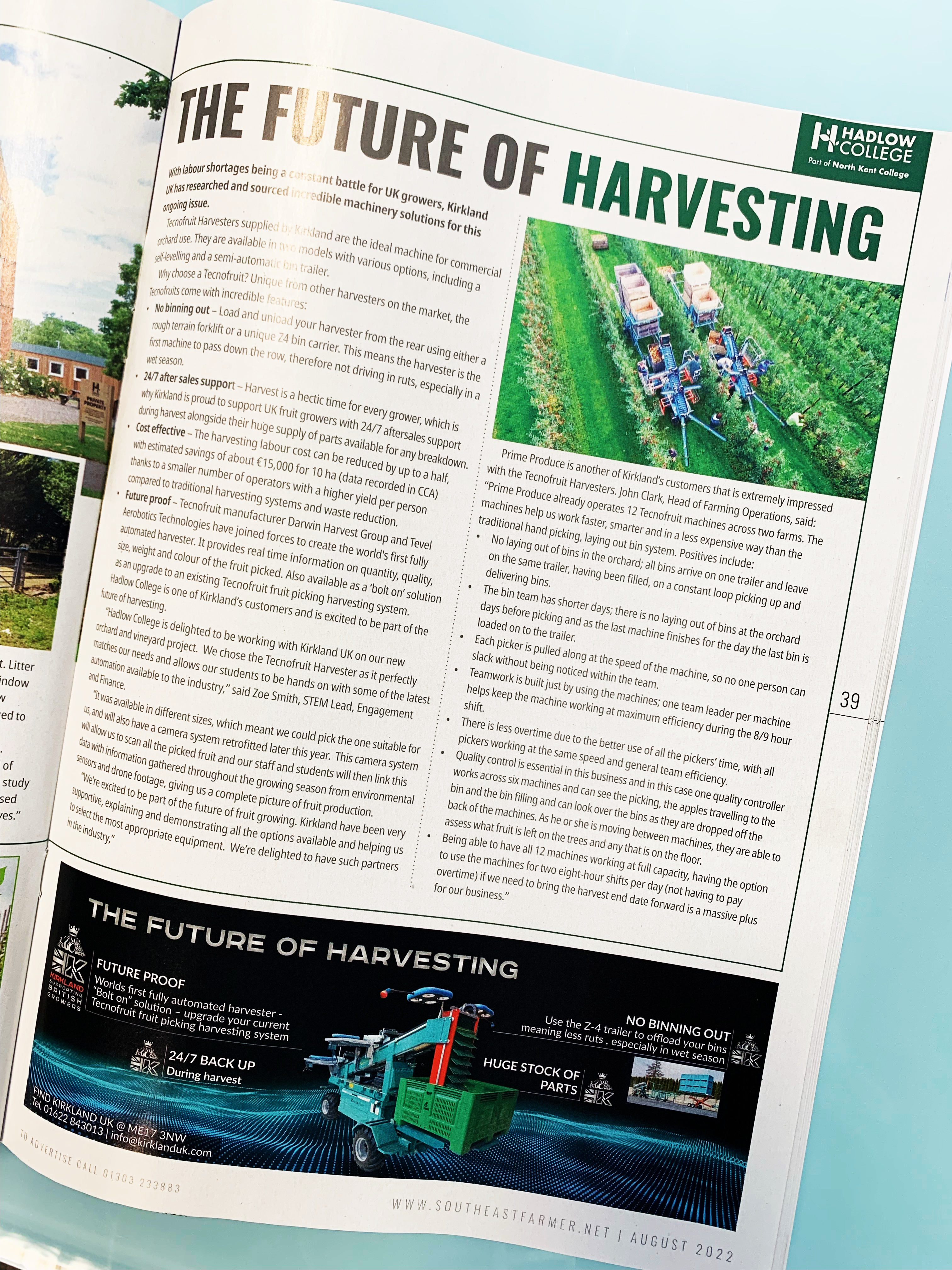 Hadlow College buy Tecnofruit Harvester from Kirkland UK 