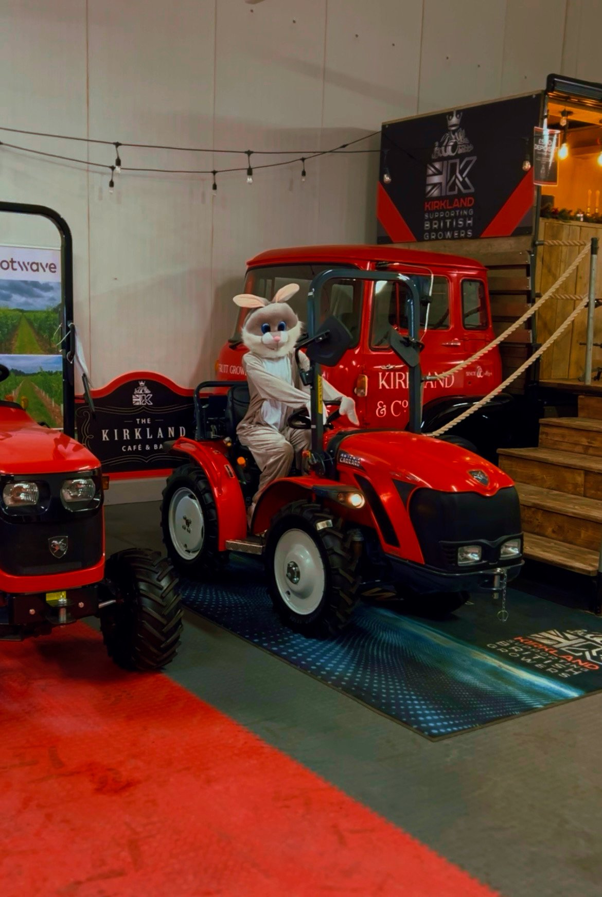 Easter Bunny visits Kirkland UK on Antonio Carraro Tractor