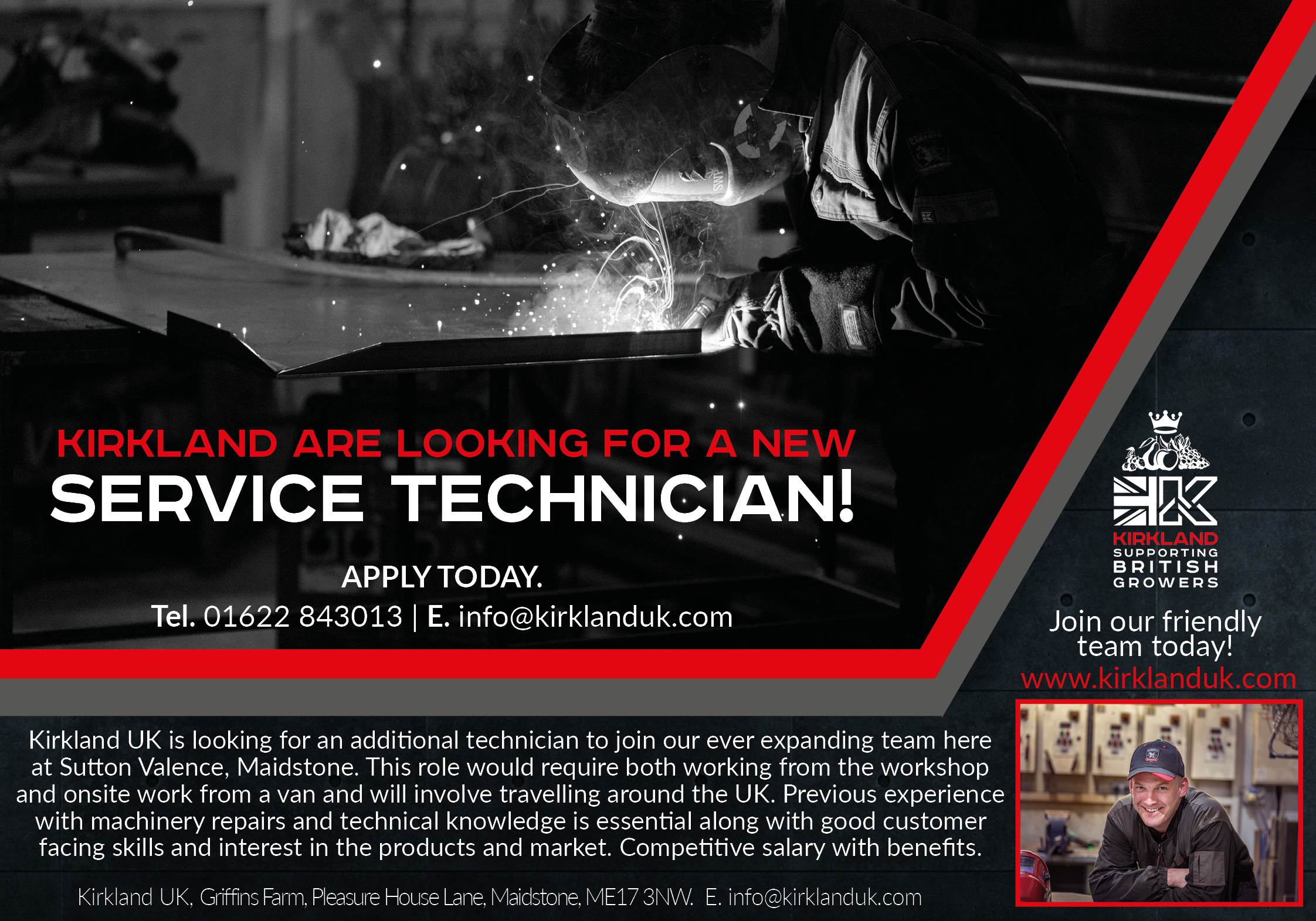 Kirkland are looking for a new service technician! 