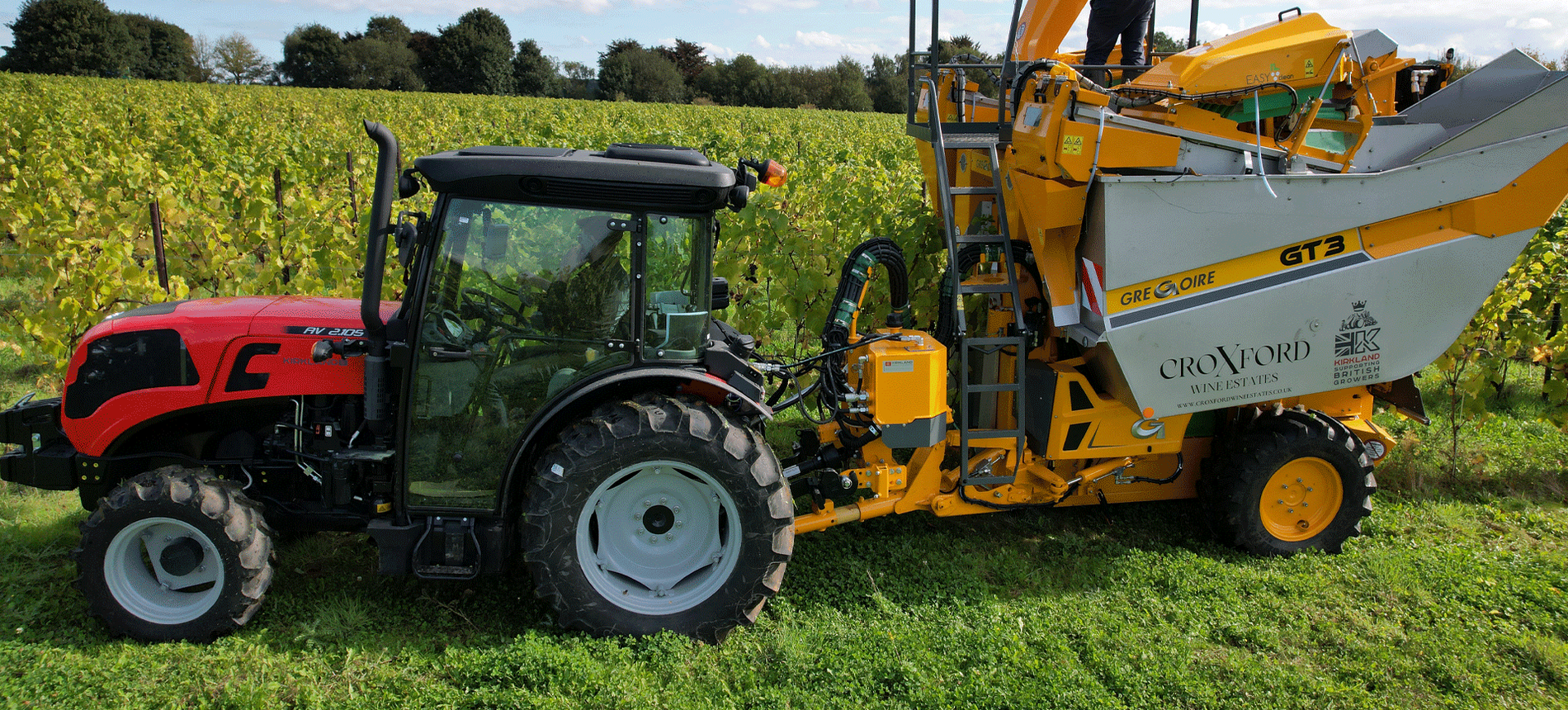 Delivery of GT3 Gregoire Harvester to Croxford Wine Estates!