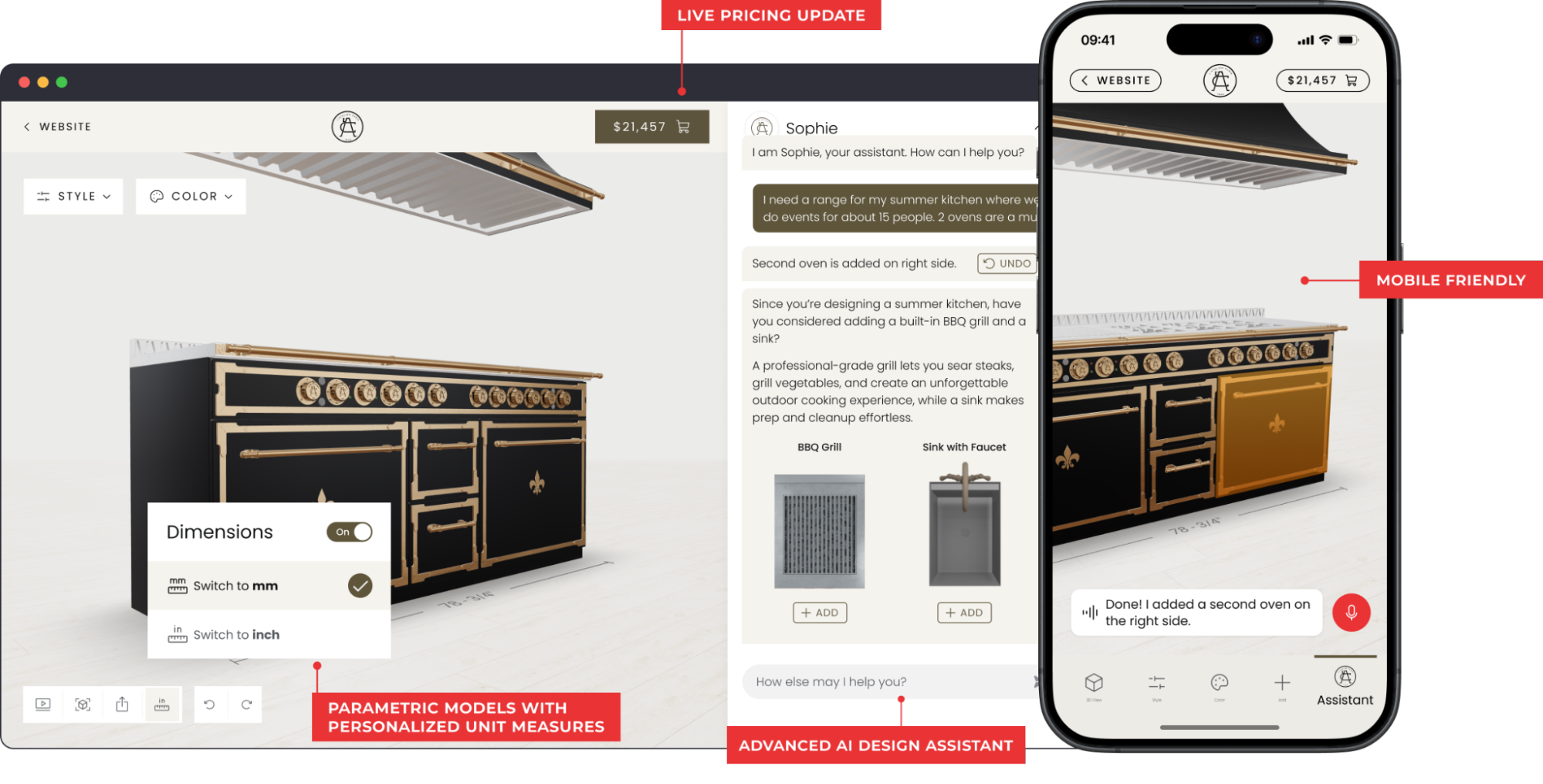 Salsita 3D product configurator with AI assistant, live pricing, and mobile support