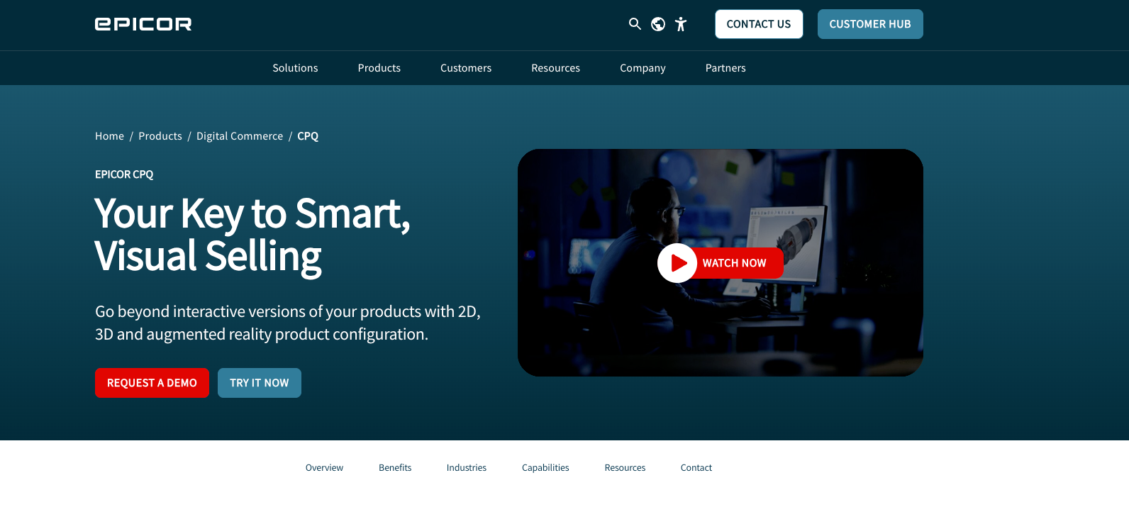 Epicor CPQ 3D product configurator interface