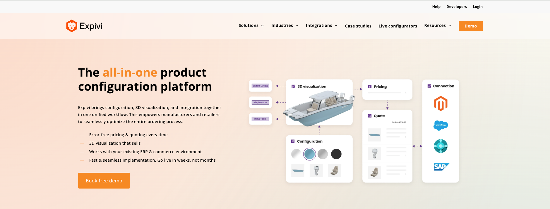 Expivi 3D product configurator with integrated CPQ