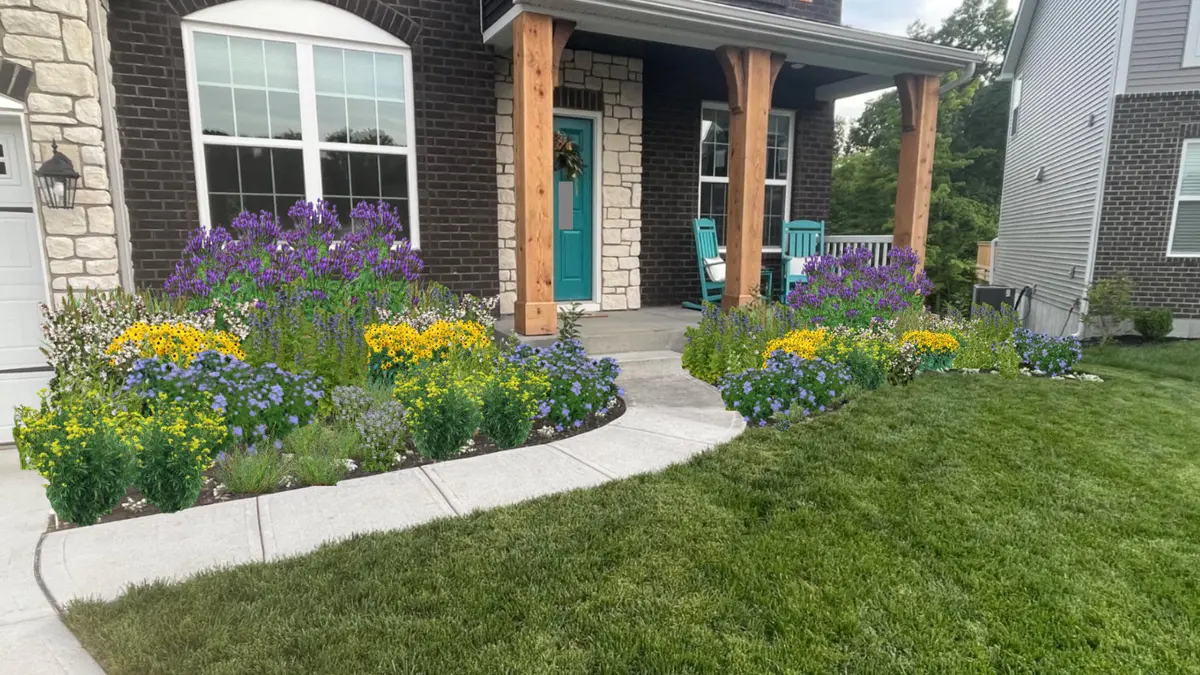 A digital rendering of a custom native plant garden designed for a home