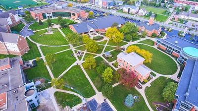 Aerial view of Otterbein University's campus